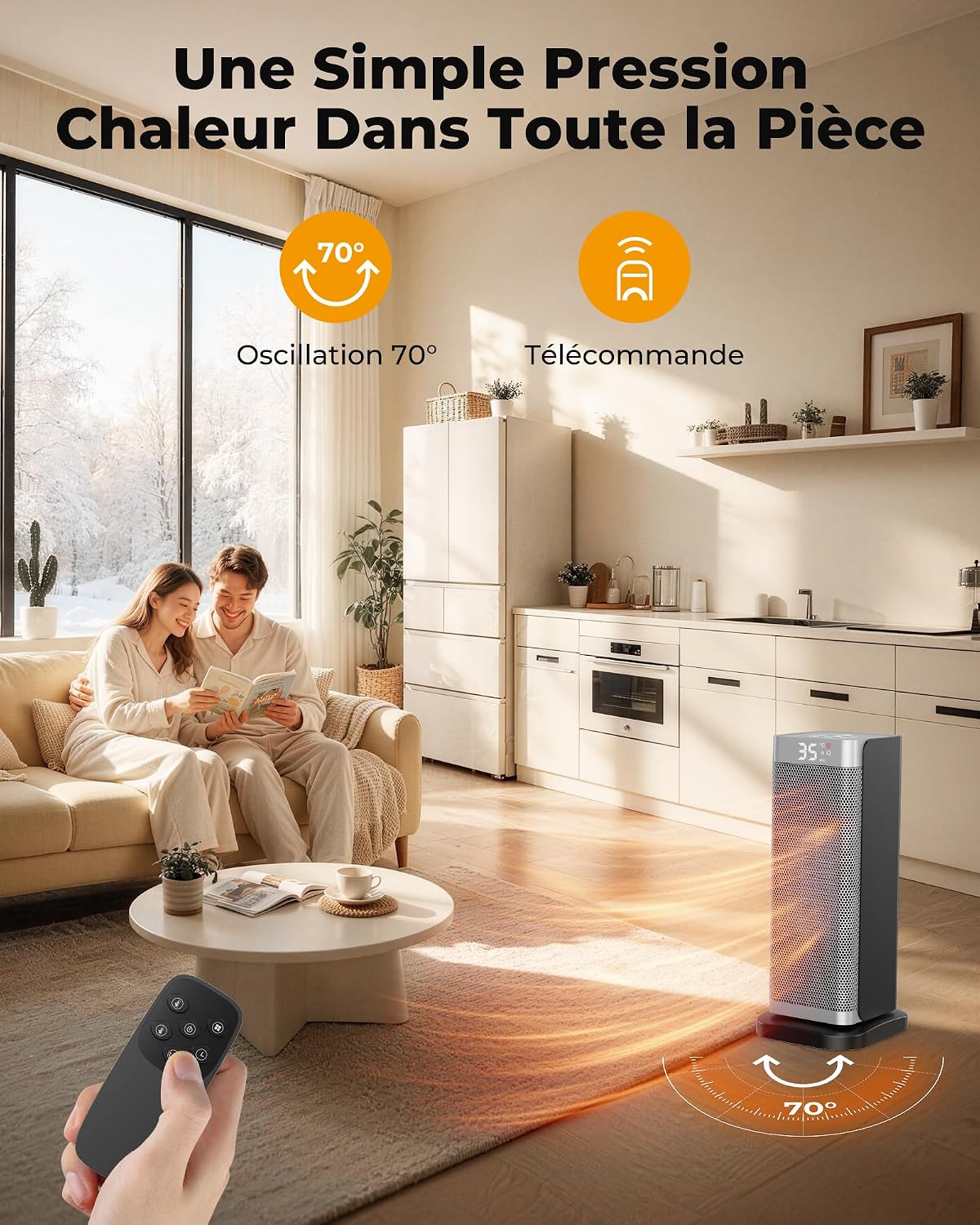 Detalle 2 de Fitabok YND-2000C keramische ventilatorkachel 2000 W met ECO-modus