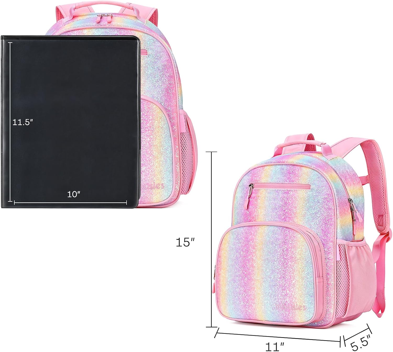 Thumbnail 5 de mibasies Glitter Kids Backpack for Girls – Rainbow Pink 12L (5-8 Years)