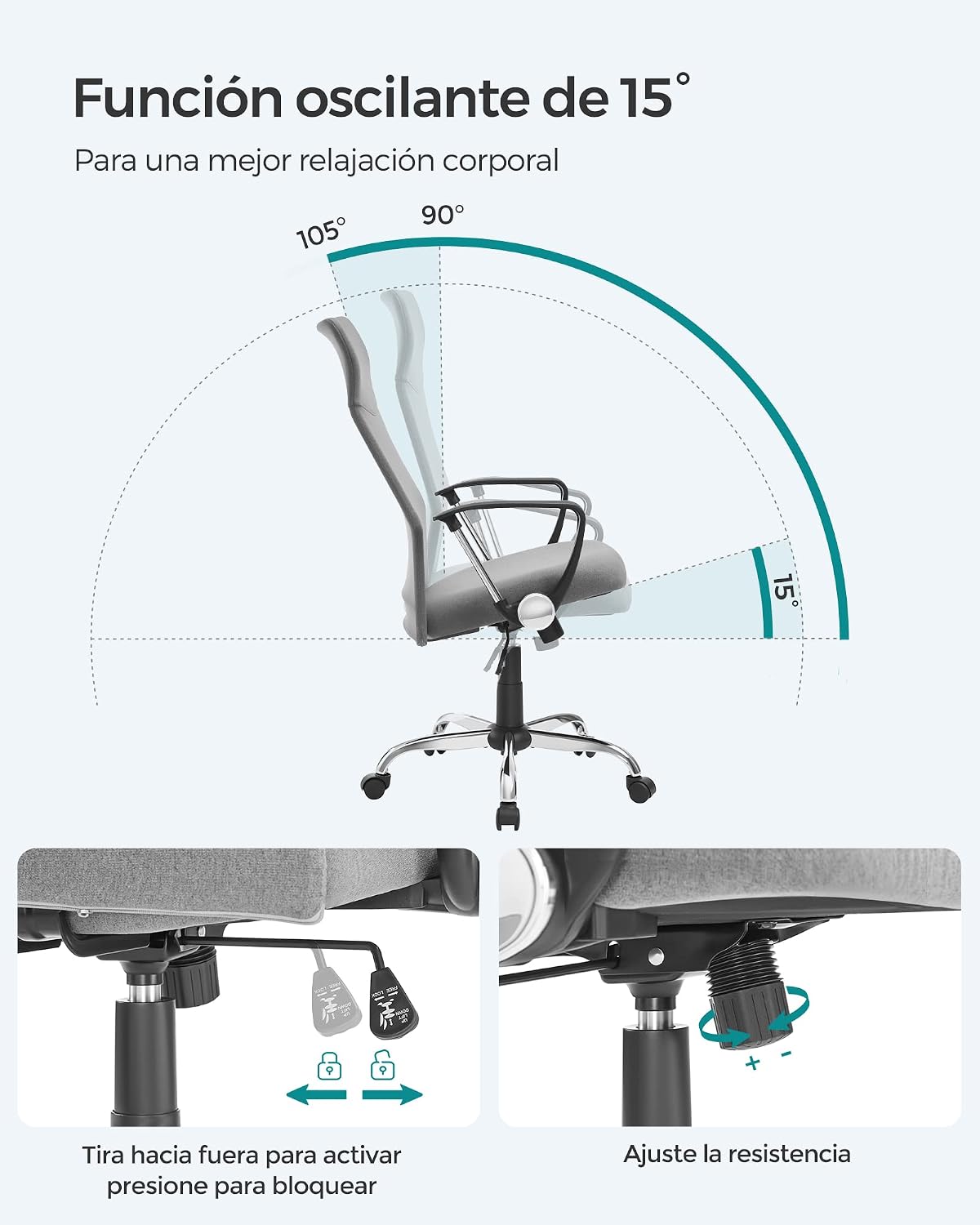 Thumbnail 4 de SONGMICS OBN034G01 silla ergonómica 120 kg