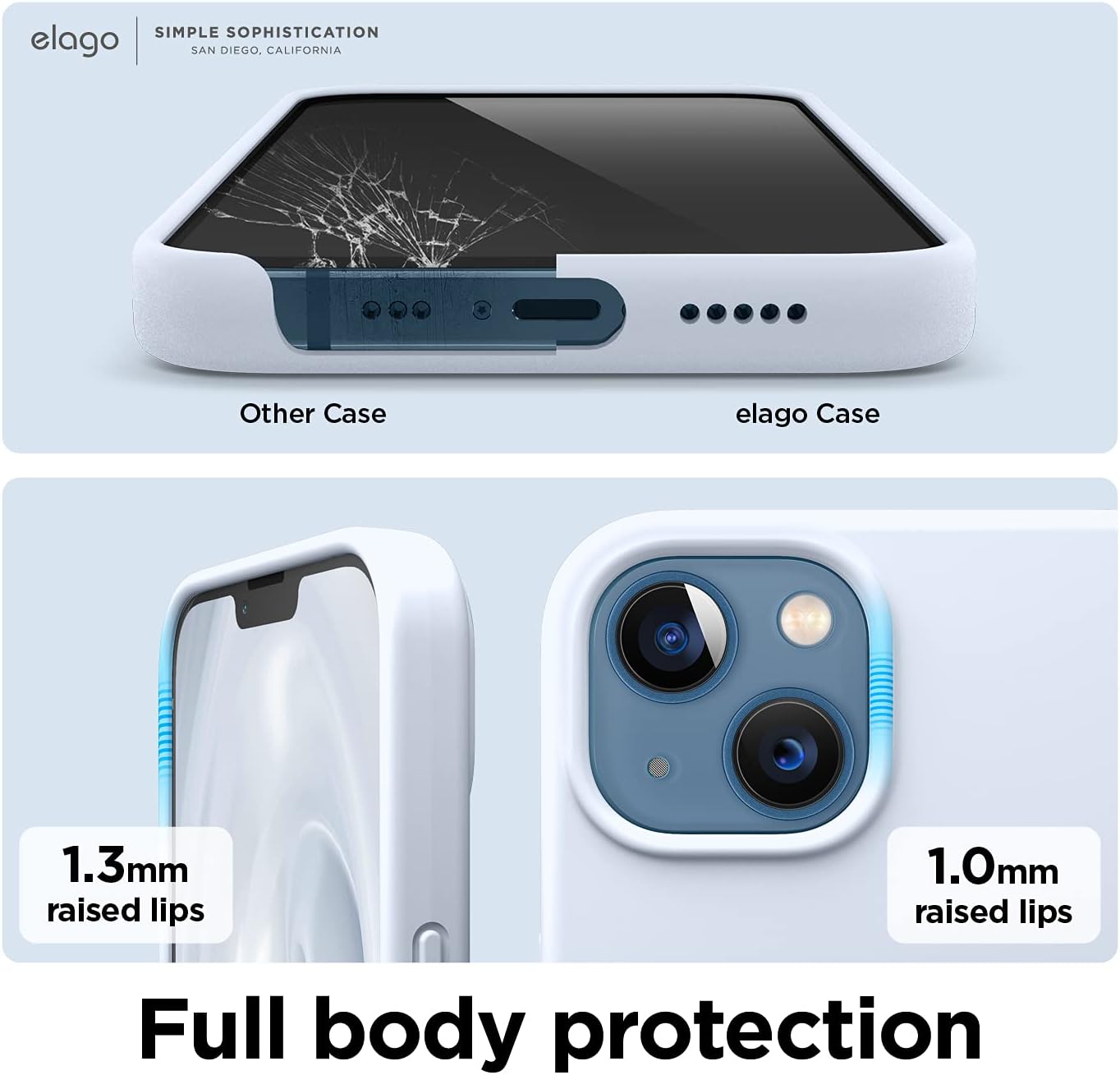 Thumbnail 3 de elago Liquid Silicone Case for iPhone 13 (6.1") – 3-layer shockproof silicone cover with soft microfiber lining (Light Blue)