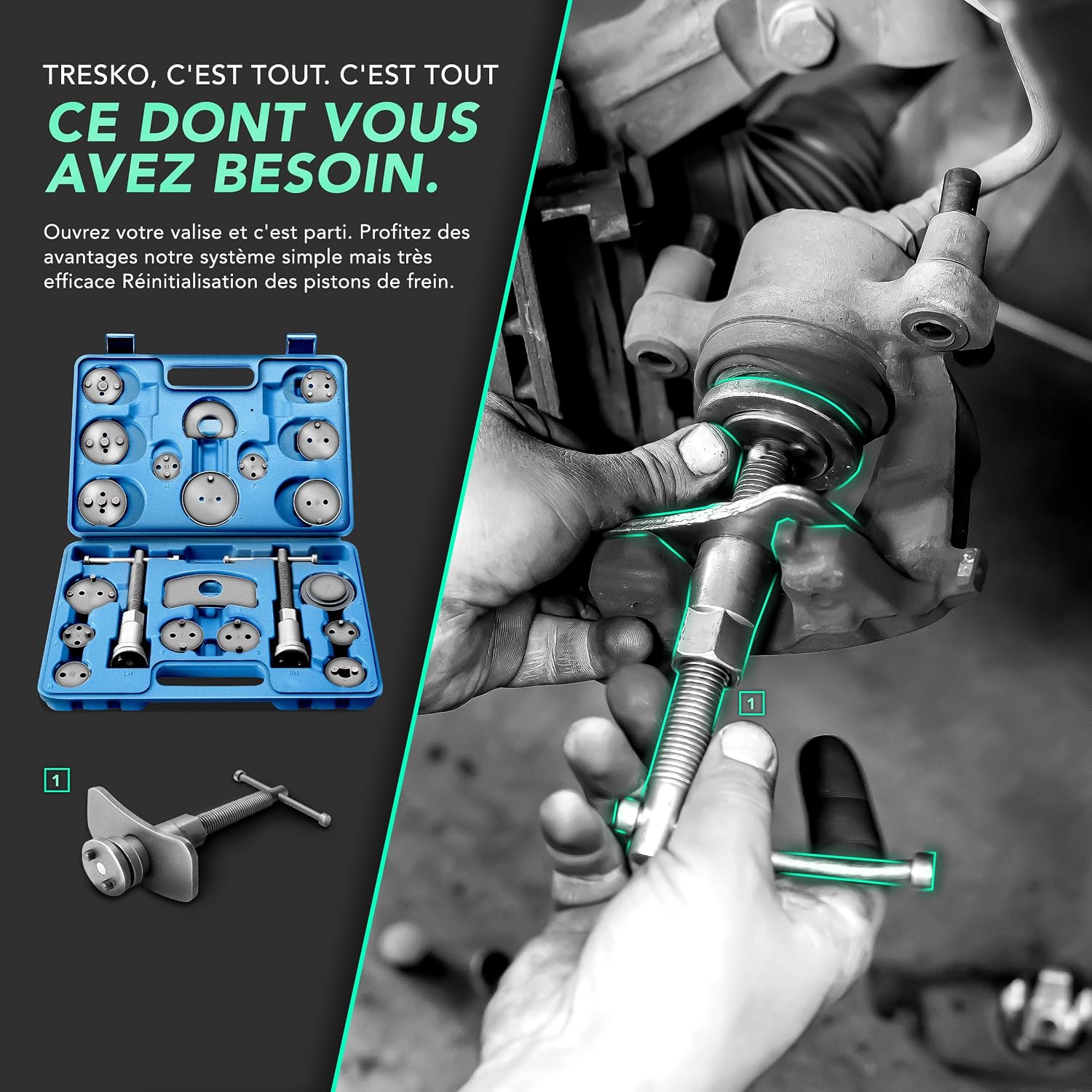 Detalle 2 de TRESKO Coffret Repousse Piston d'étriers de Freins – Kit universel 22 pièces
