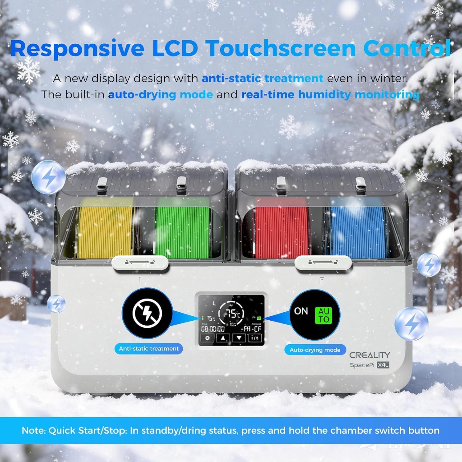 Thumbnail 5 de Creality Space Pi X4 Filament Dryer Box: 4-spool storage with dual heaters and real-time humidity monitoring