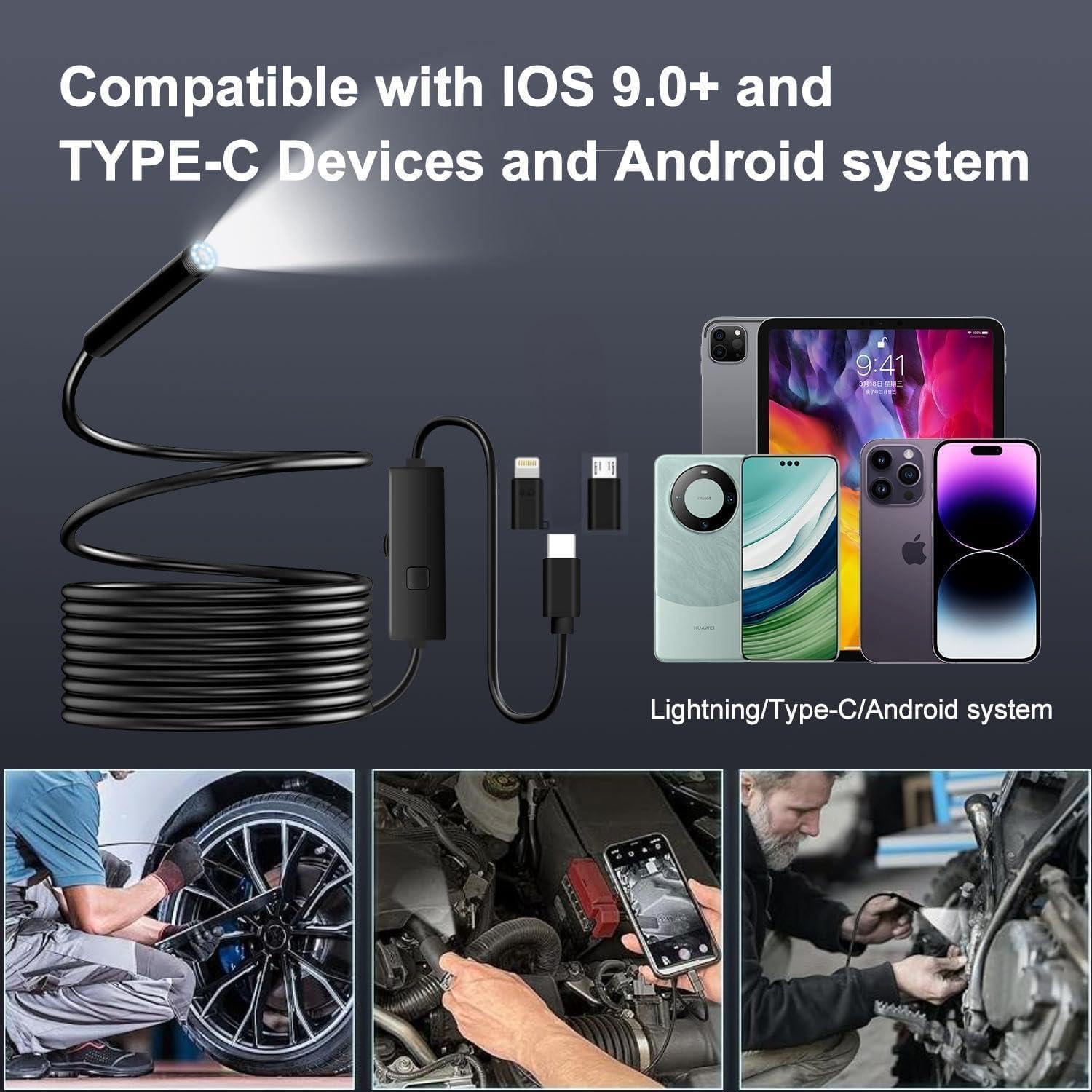 Thumbnail 4 de Endoscope Inspection Camera with Lights 1920P