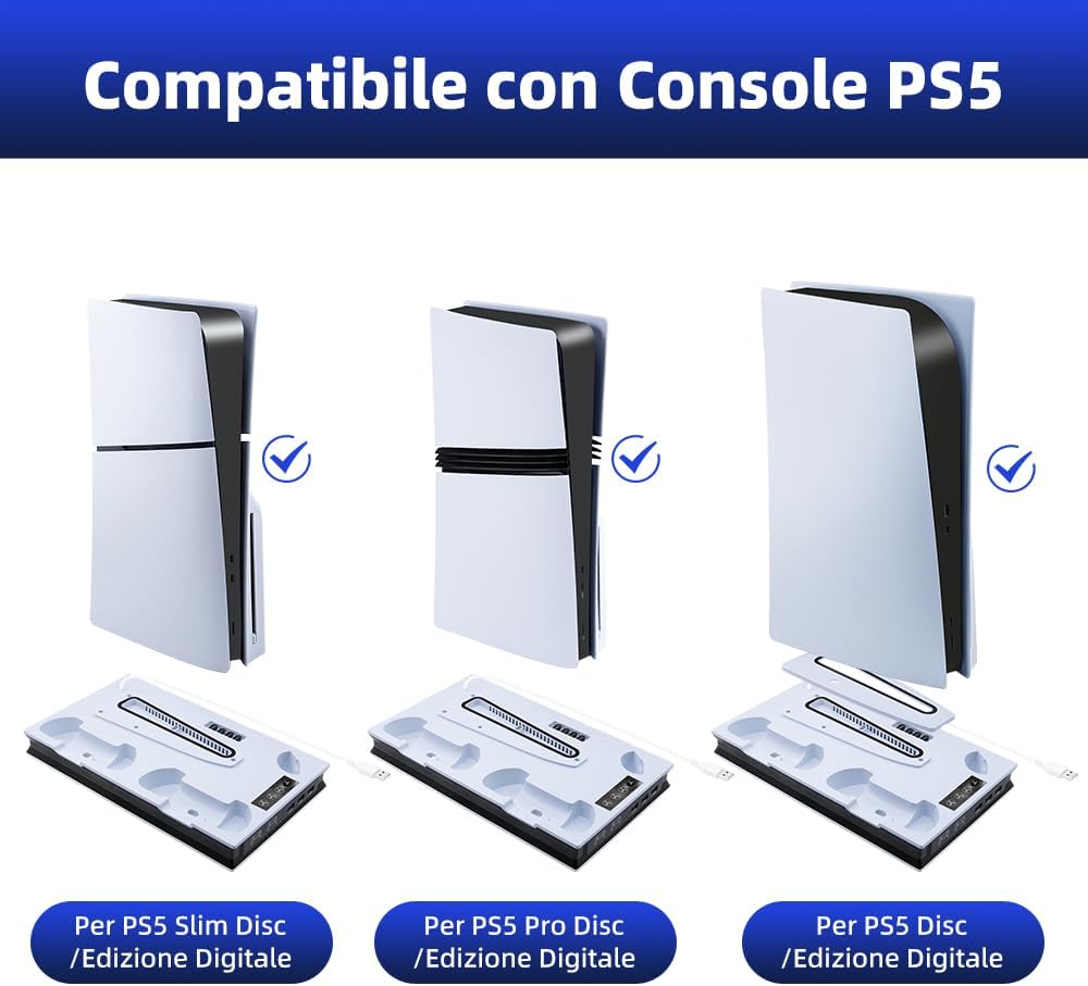 Thumbnail 1 de Wigearss Supporto Raffreddamento PS5 con Carica 2 Controller