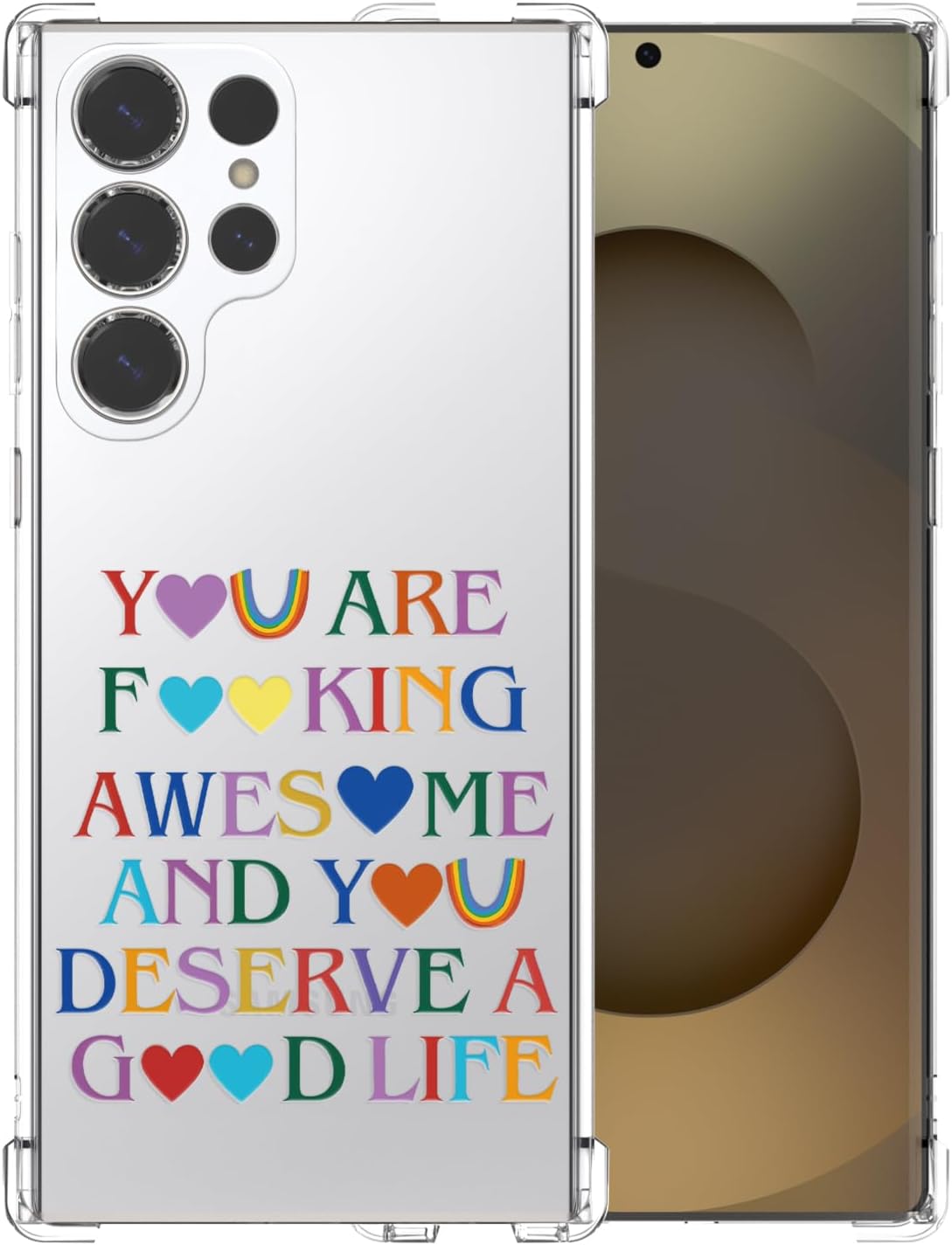 Detalle de CAROKI Clear Rainbow Praise Case for Samsung S25 Ultra