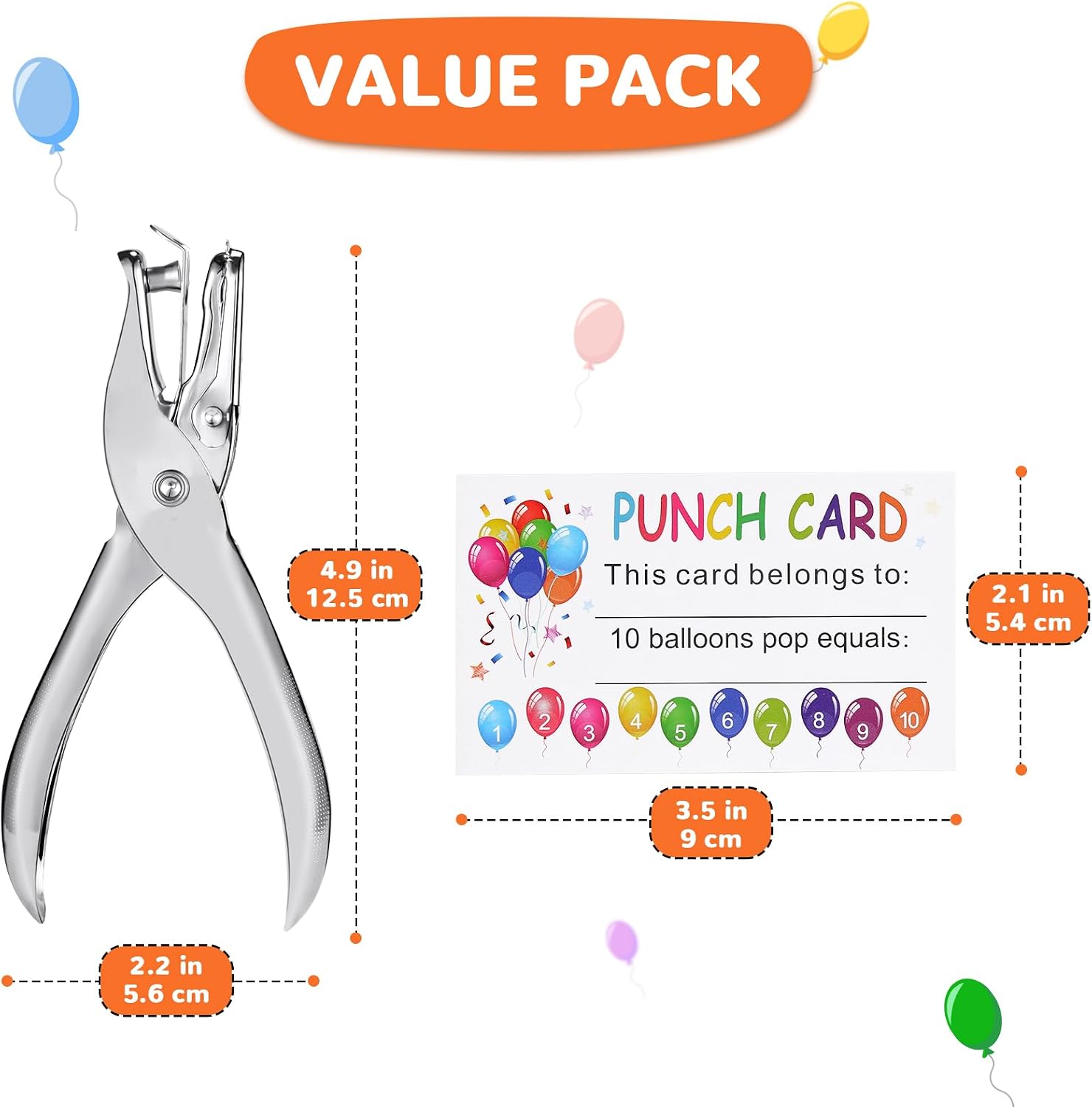 Detalle de ONEDONE ODKPQQ Punch Cards, 200 Paper Balloon Reward Cards with Hole Puncher