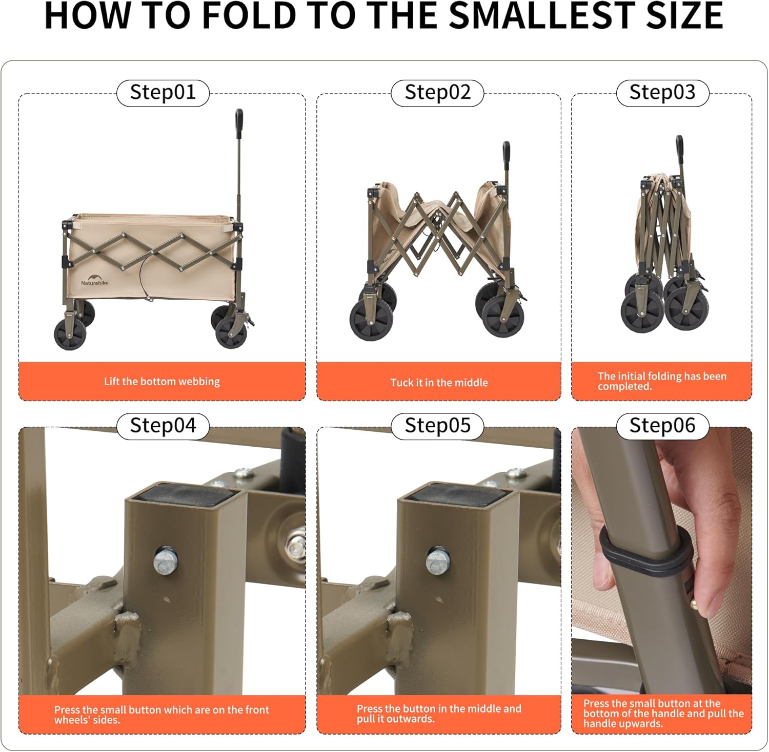 Detalle 2 de Naturehike Chariot à Main Pliable – Capacité 120 kg et 70 L, idéal camping et shopping
