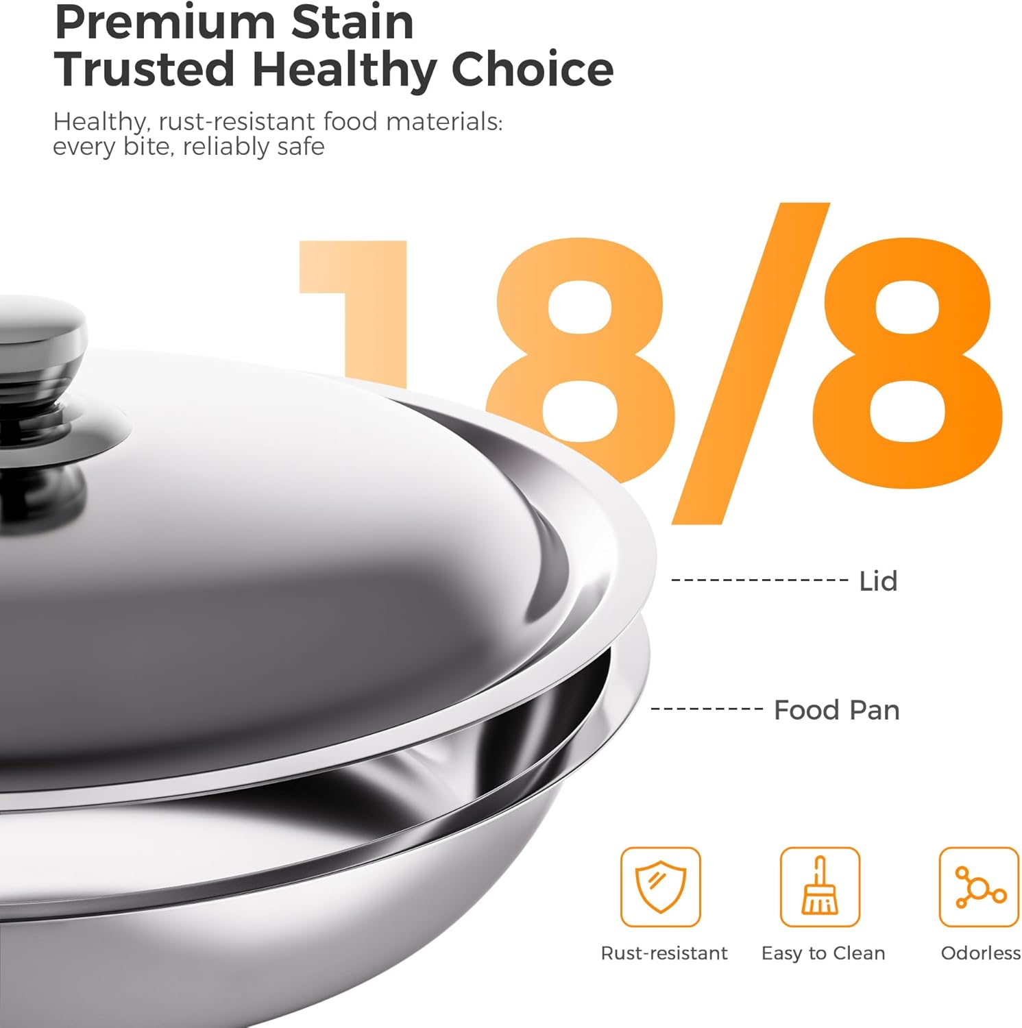 Detalle 2 de CAMMOO Silver 4 Pack Chafing Dishes for Buffet 6QT Buffet Set 🍽