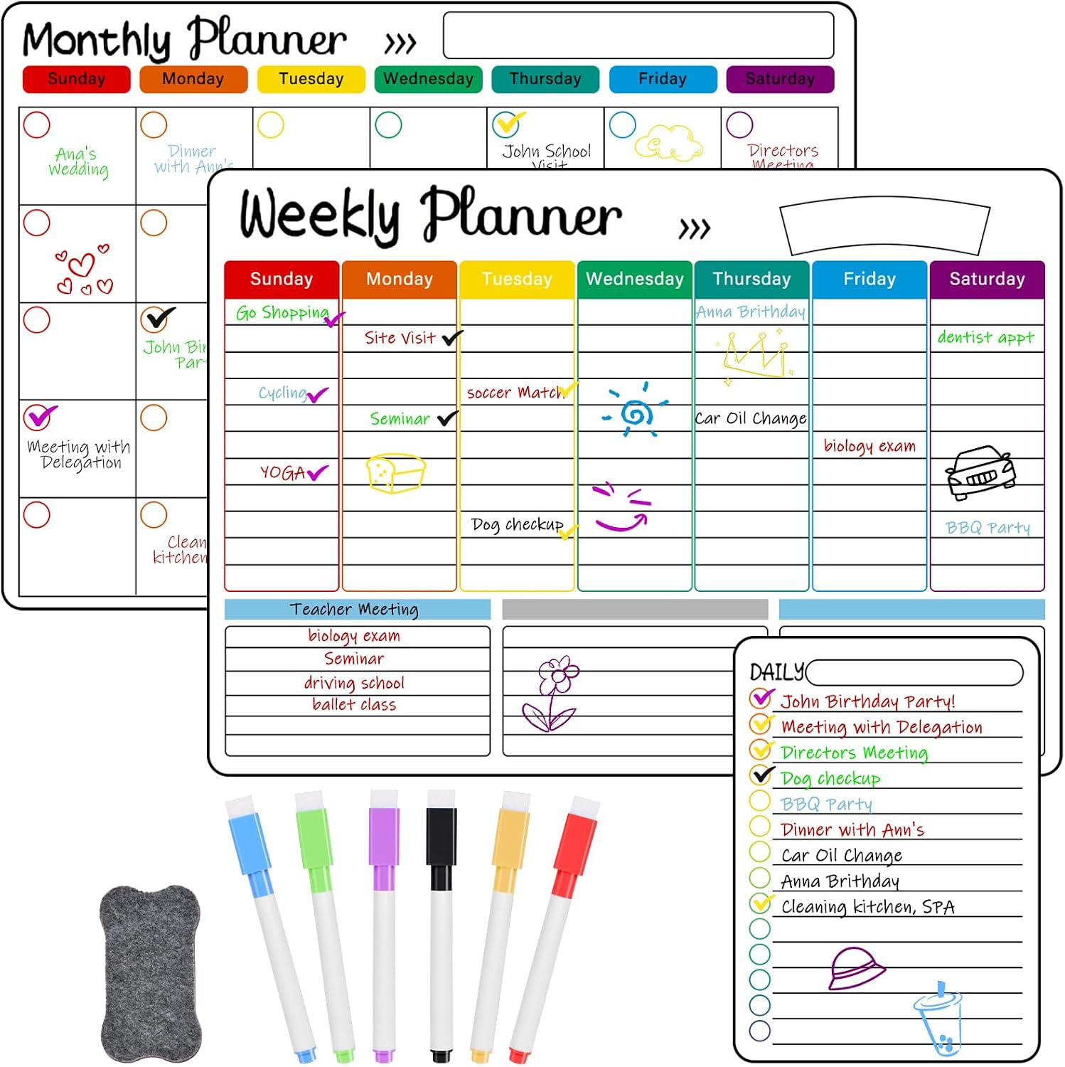 Detalle de OFFCUP magnetische koelkastplanner, A3 maand-, week- en dagplanner