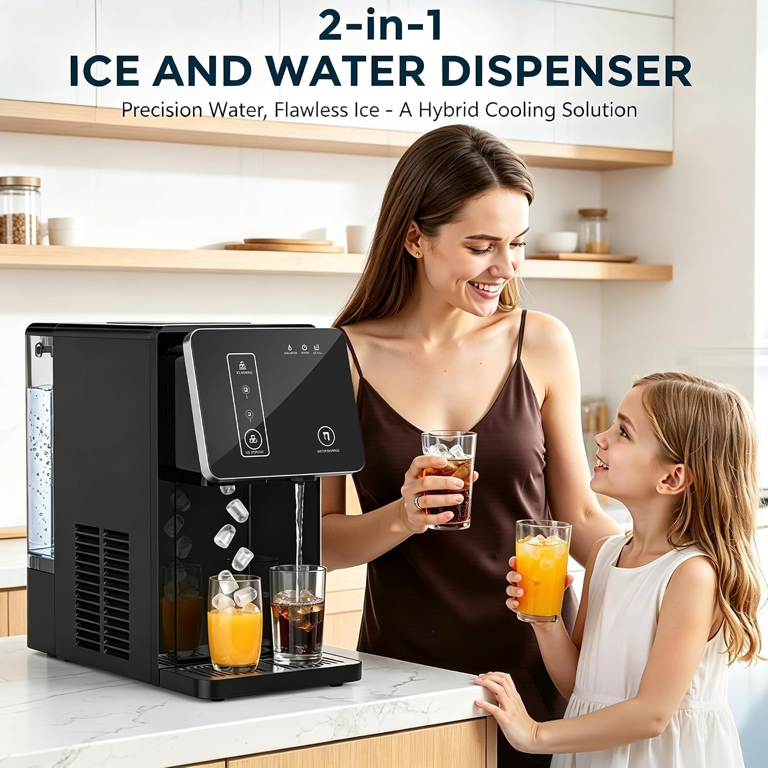 Detalle de Electactic 58312RIM0-BLACK Bullet Ice Maker with Water Dispenser, 26 lb Daily Output