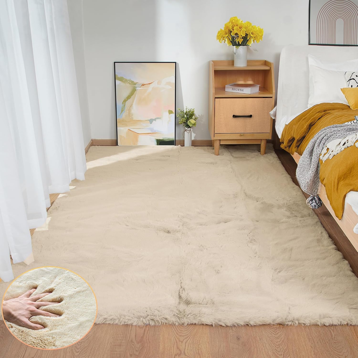 Detalle de ORINOVA Teppich Beige 150x215 cm Flauschig