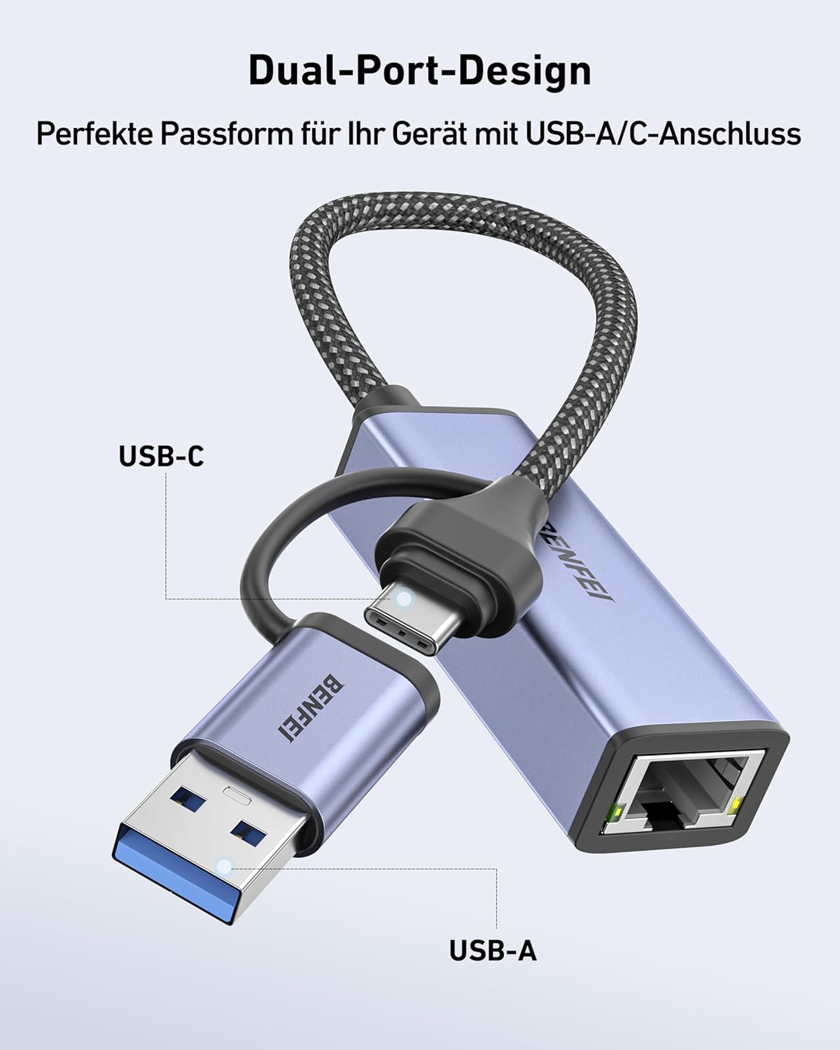 Thumbnail 6 de BENFEI USB-C Ethernet Adapter 1 Gbit/s đ