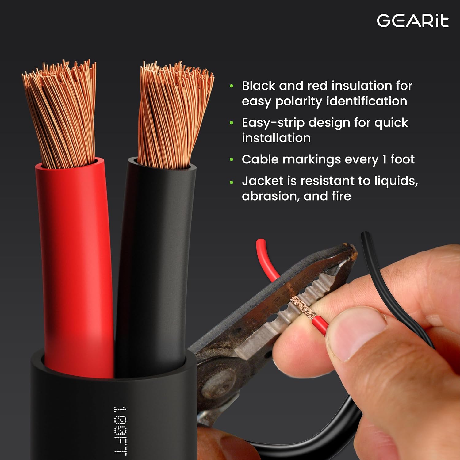 Detalle de GEARit 2x4mm² OFC Outdoor Speaker Cable – 15m, CL3 In-Wall Rated, 2 Core