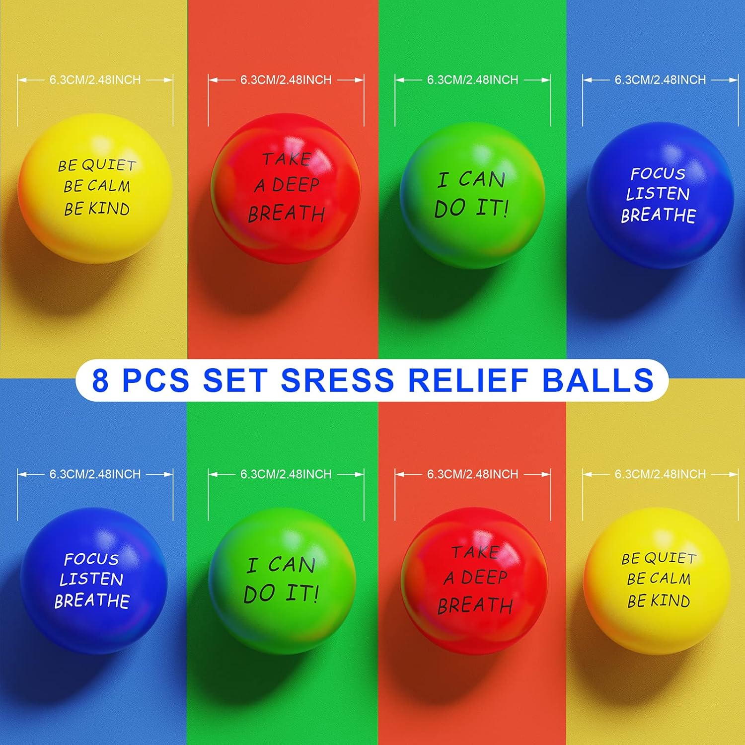 Detalle de ALMAH Stress Balls 4 Pack – Squeeze Balls for Adults and Kids, Therapy and Anxiety Relief