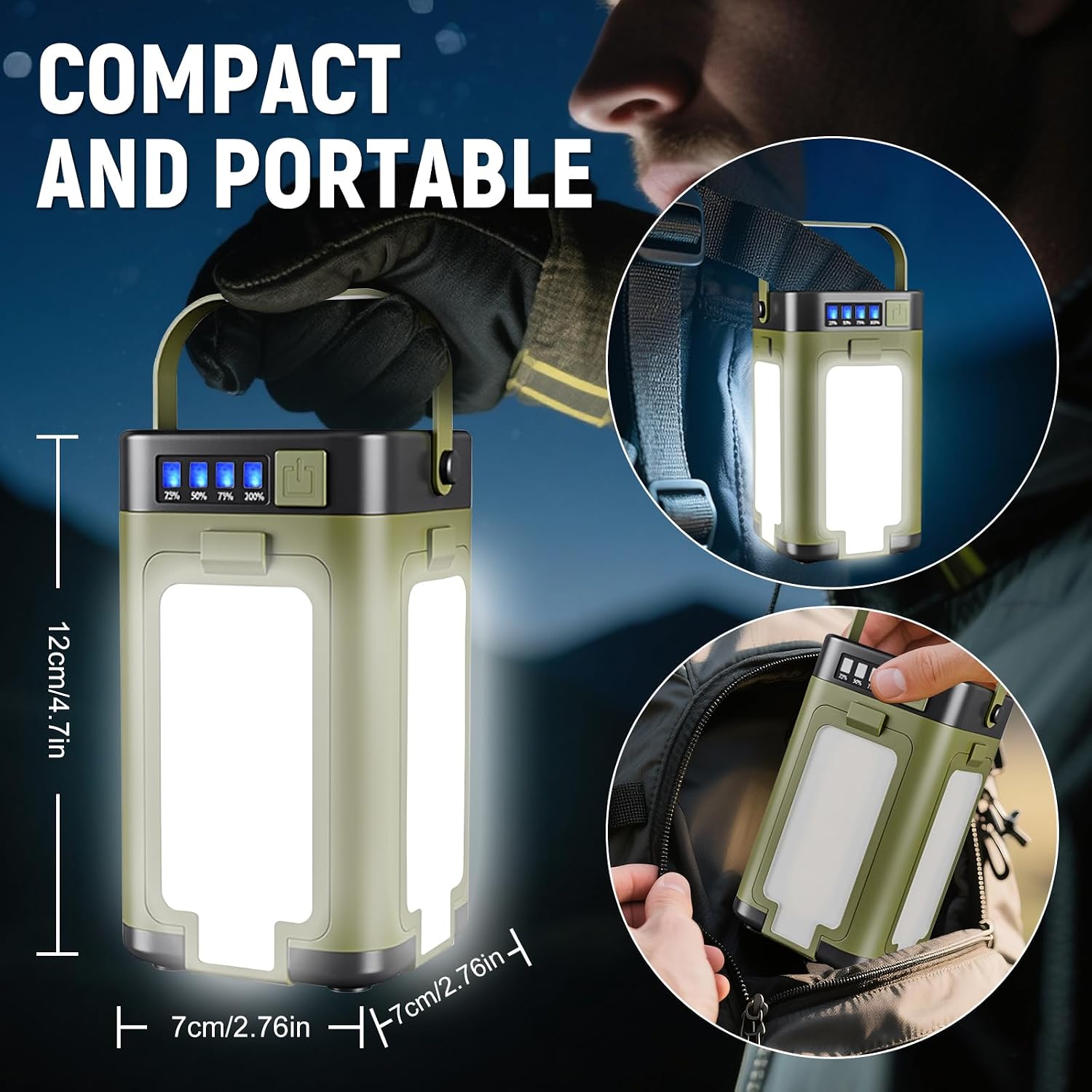 Detalle de Solar Camping Lights Rechargeable 2000 mAh LED Lantern with 6 Modes