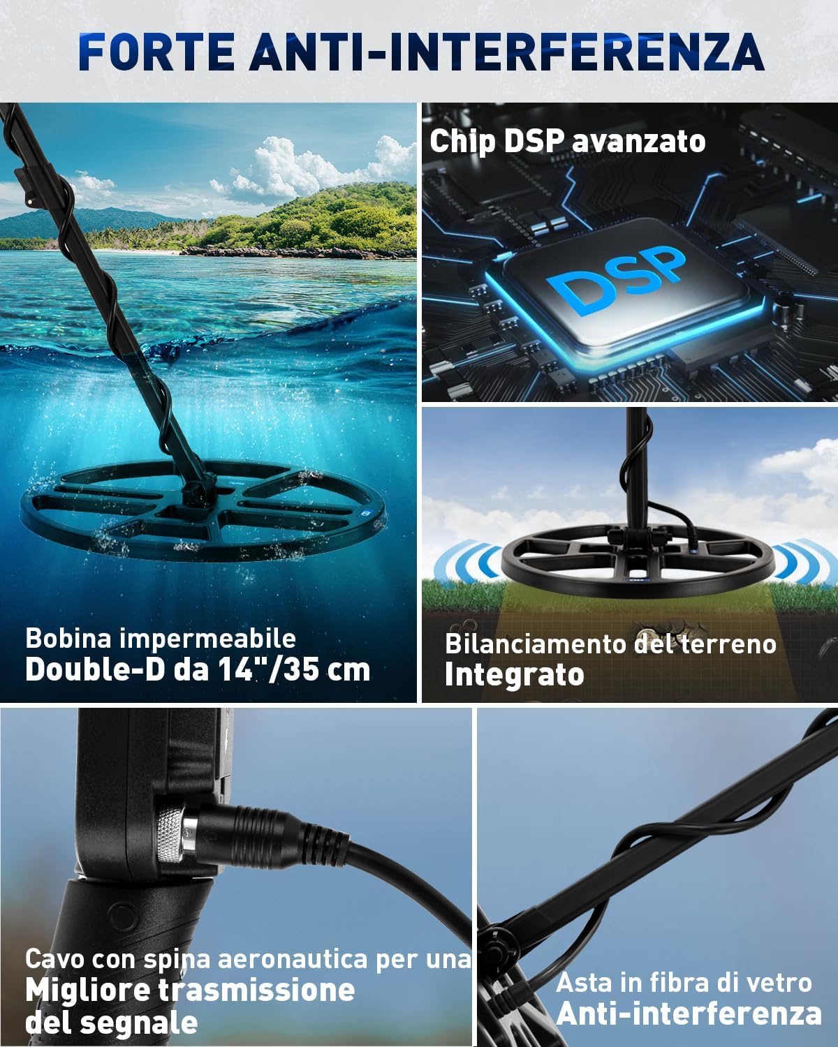 Detalle 2 de Hazlewolke Metal Detector professionale 14" con pinpointer 📡
