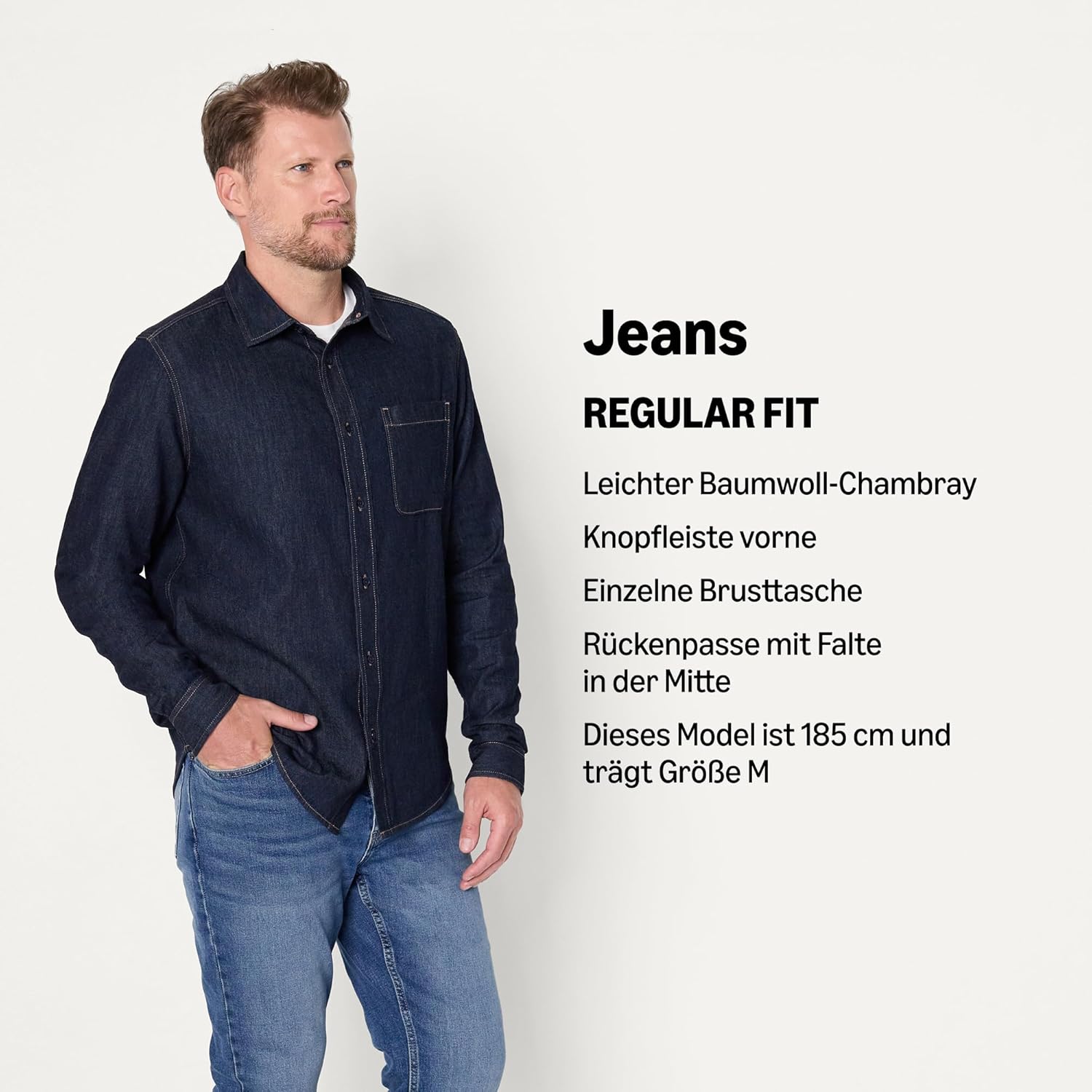 Thumbnail 3 de Jeanshemd für Herren Regular-Fit mit Langarm & Knopfleiste – Amazon Essentials Button-Down