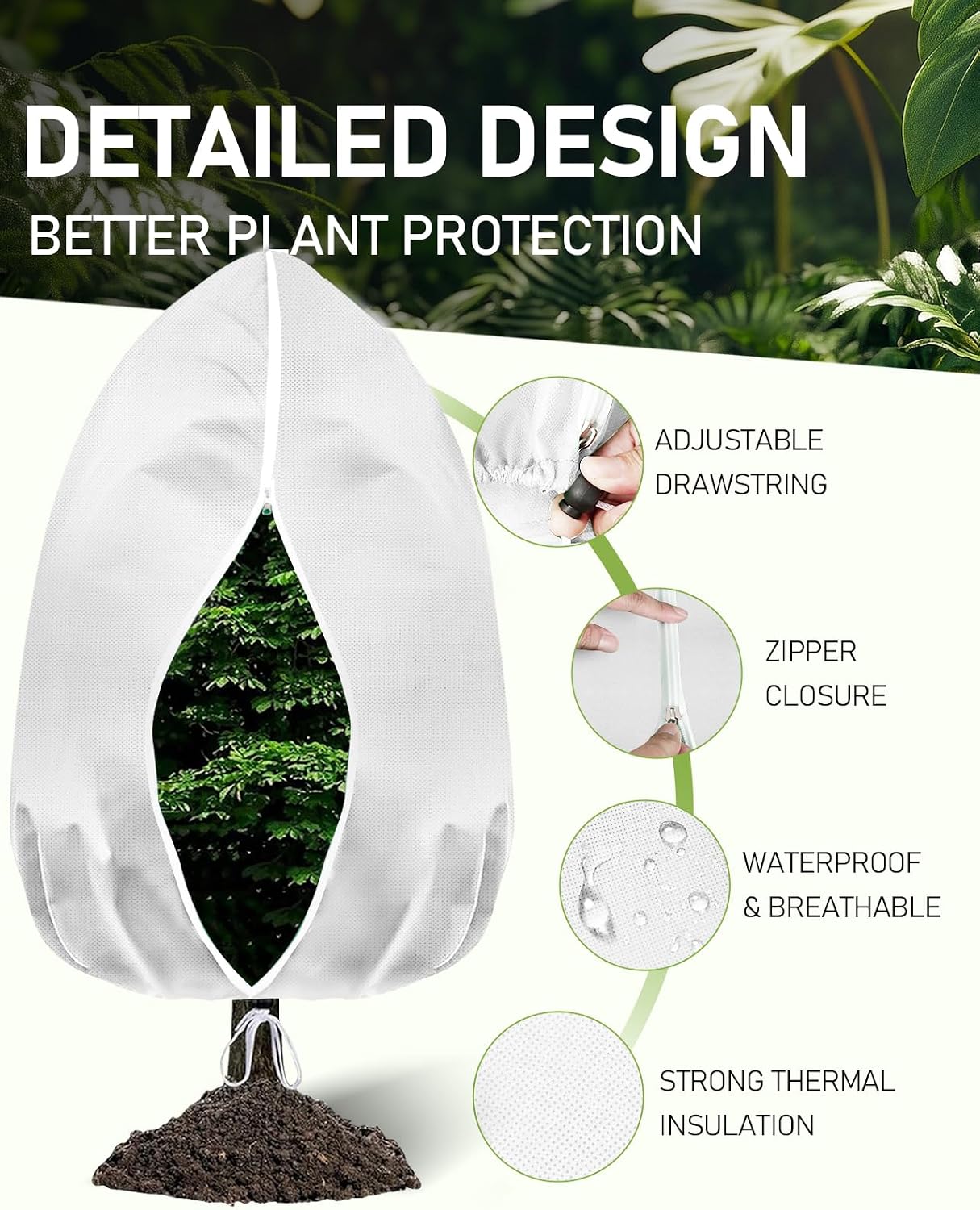 Detalle 2 de 2 Pack Plant Frost Protection Covers 120x180cm garden fleece