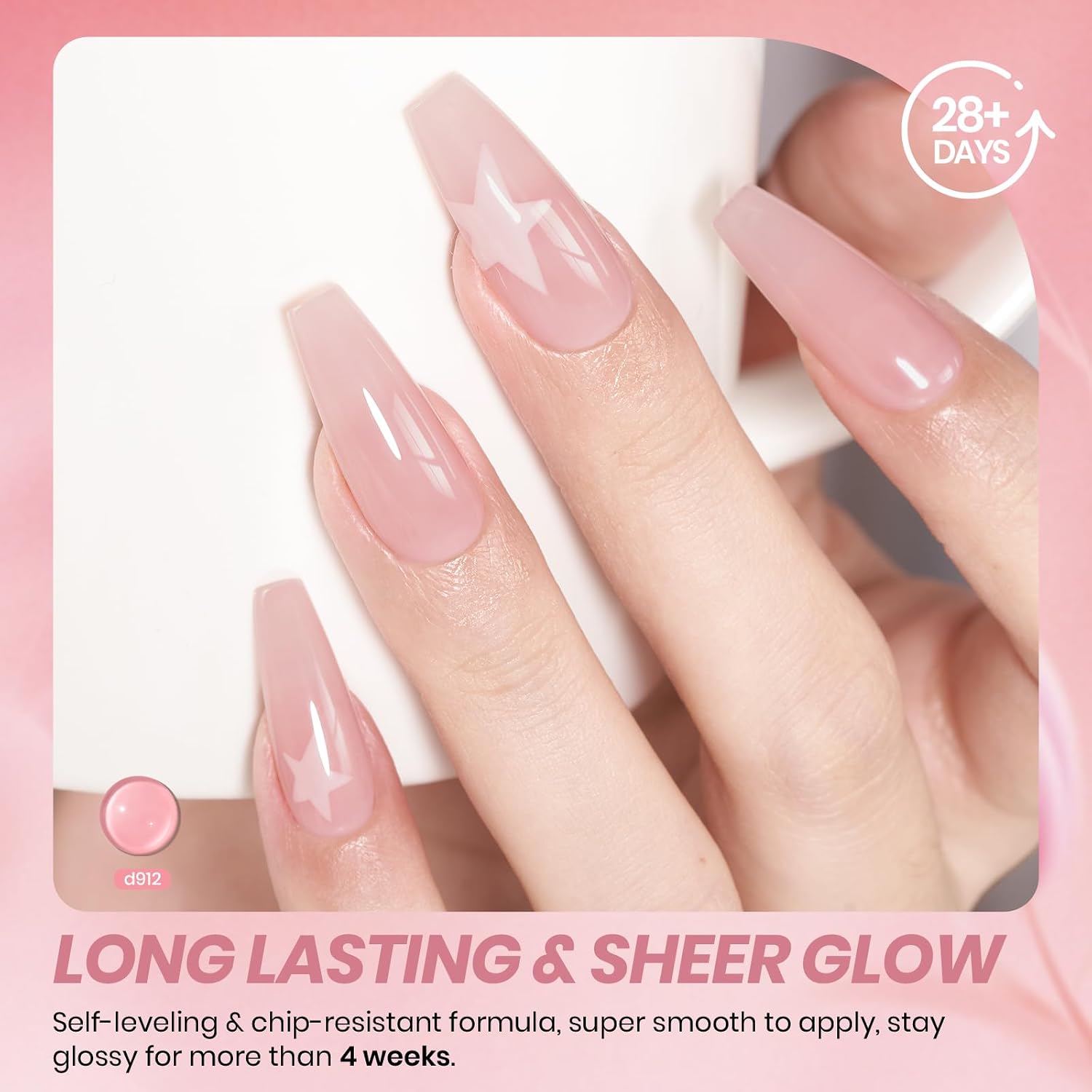 Detalle 2 de Beetles Nude Pink Jelly gelnagellak 15 ml – transparant roze met glanzende uv-gelfinish