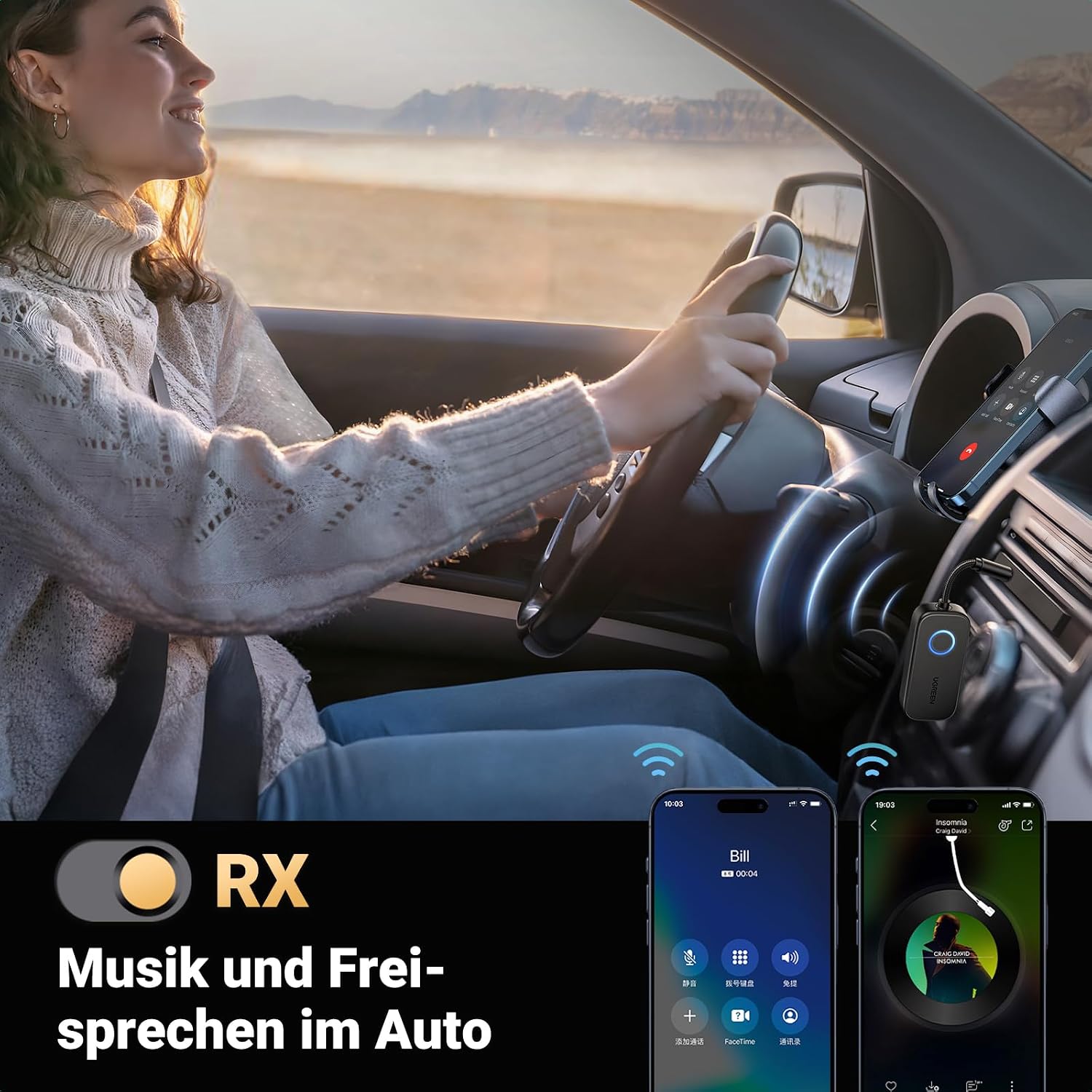 Detalle 1 de UGREEN aptX Flugzeug Bluetooth 5.3 Adapter
