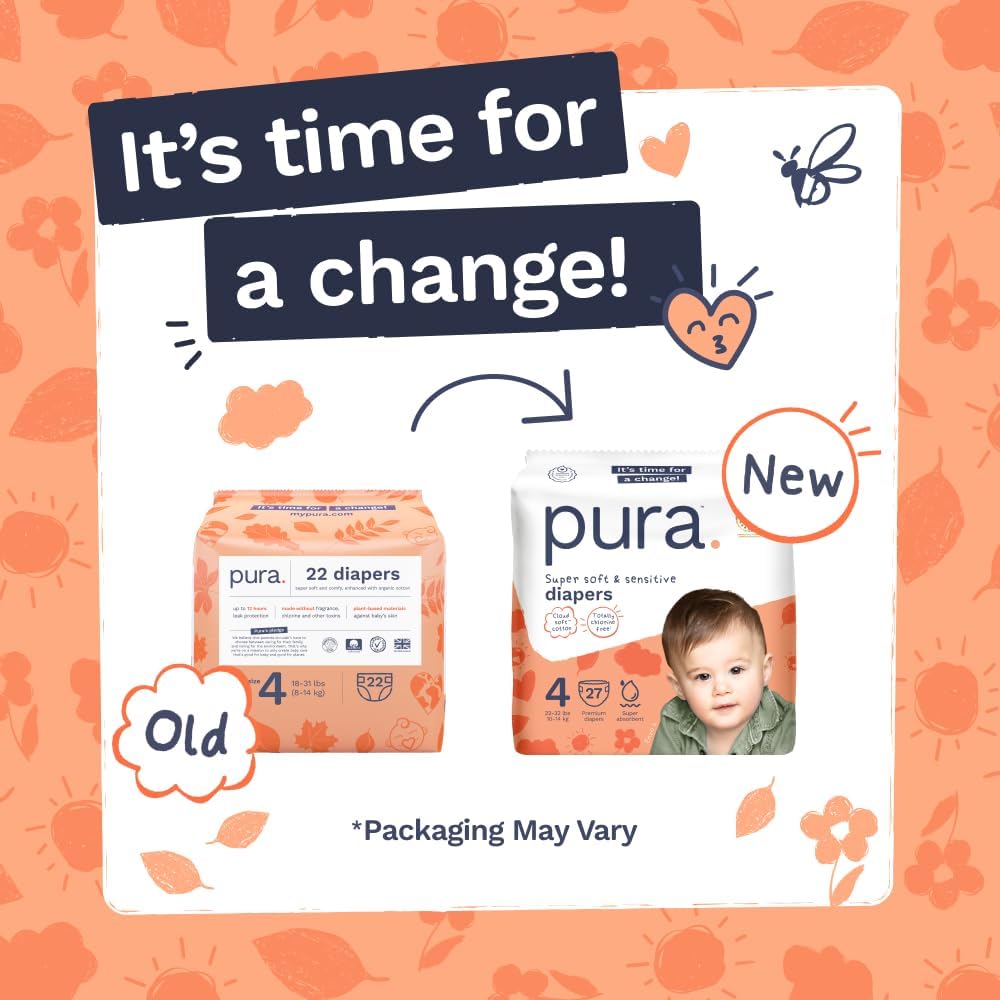 Thumbnail 1 de Pura Baby Diapers Size 4 (108 Count) – Overnight Leak Protection with Organic Cotton Backsheet