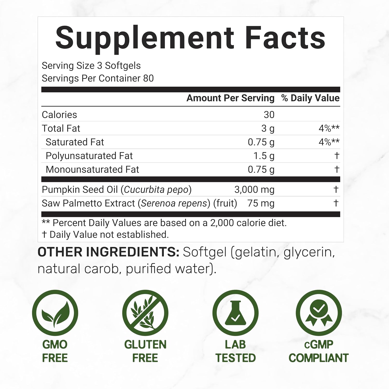 Detalle de Pumpkin Seed Oil Supplement 240 Softgels
