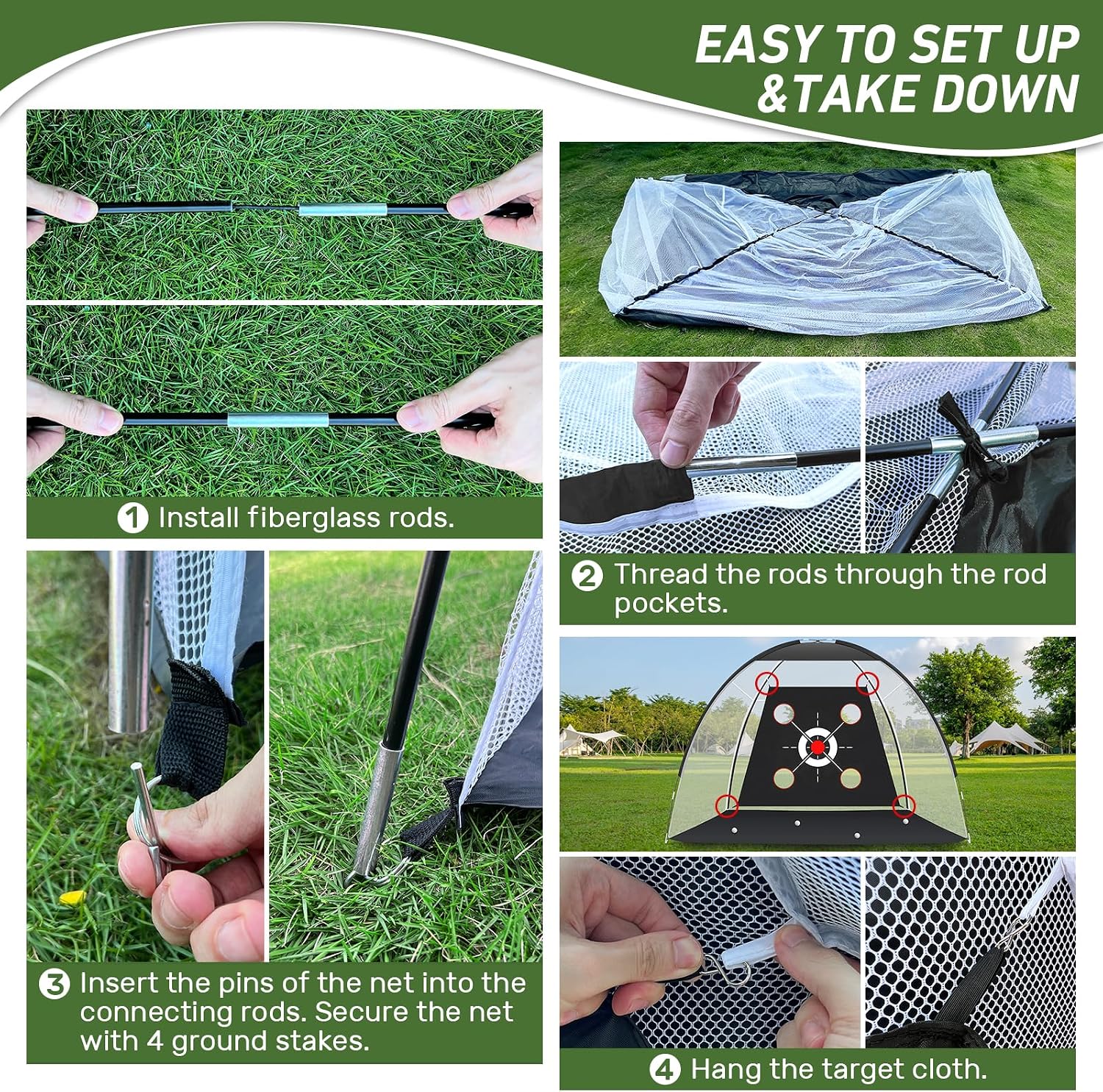 Thumbnail 2 de KLAODOT Pauline CY Golf Practice Net, 10 x 7 ft with Target Pockets