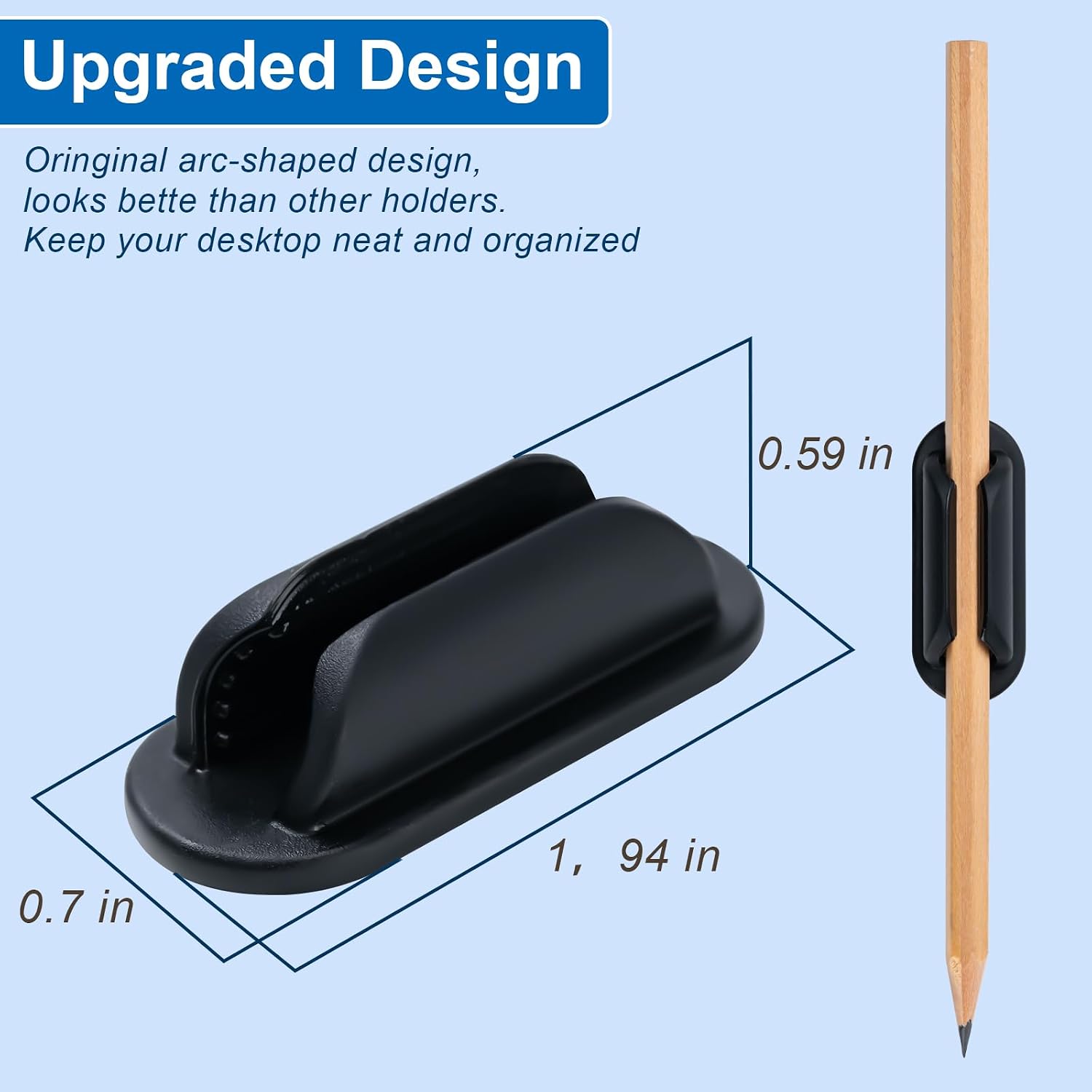 Detalle 2 de UEHSNI 40-Pack Adhesive Silicone Pencil Holders, Black, for 7.5–10 mm Pens
