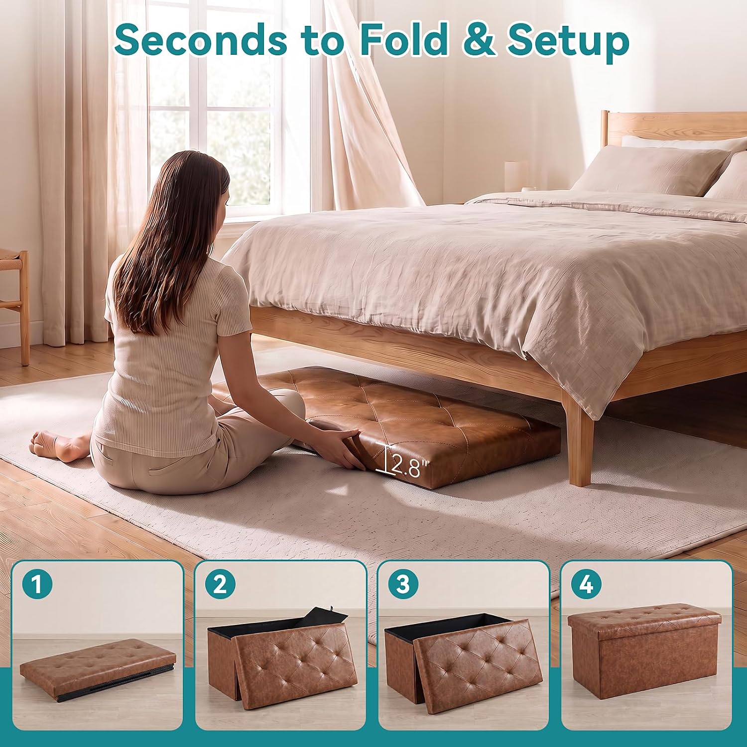 Detalle de OLIXIS Storage Ottoman Bench, 30-Inch