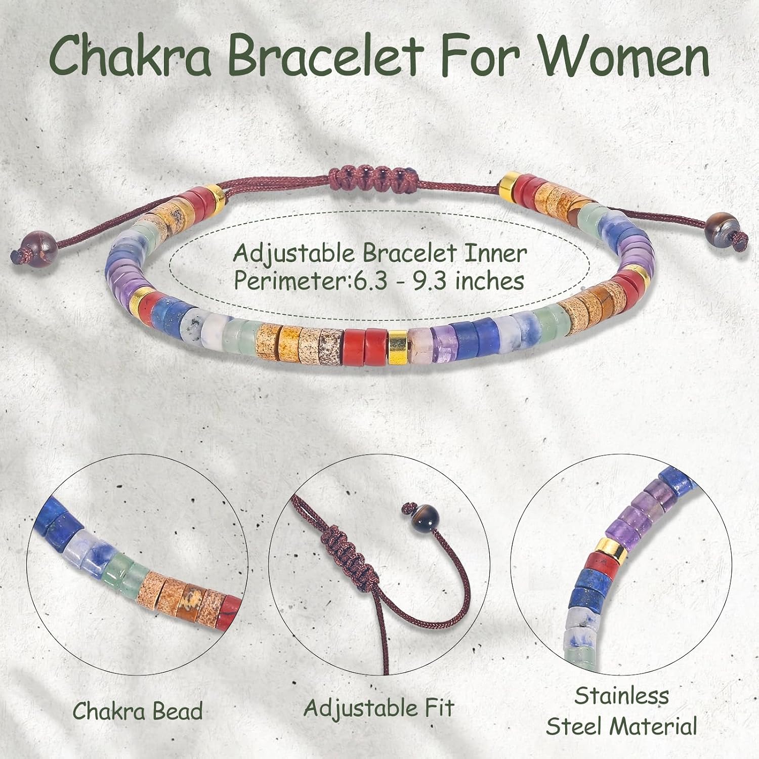 Detalle 2 de MagEnergy Chakra Armband für Damen – 7 Heilsteine für Meditation, Entspannung und Ausgeglichenheit