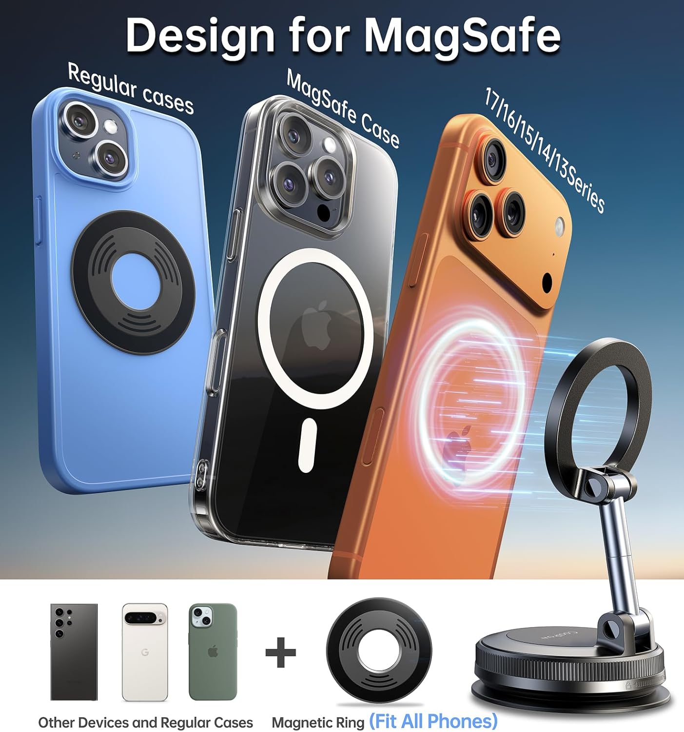 Thumbnail 5 de Coolpow MagSafe Car Mount with 4-Layer Nano-Gel Vacuum Grip