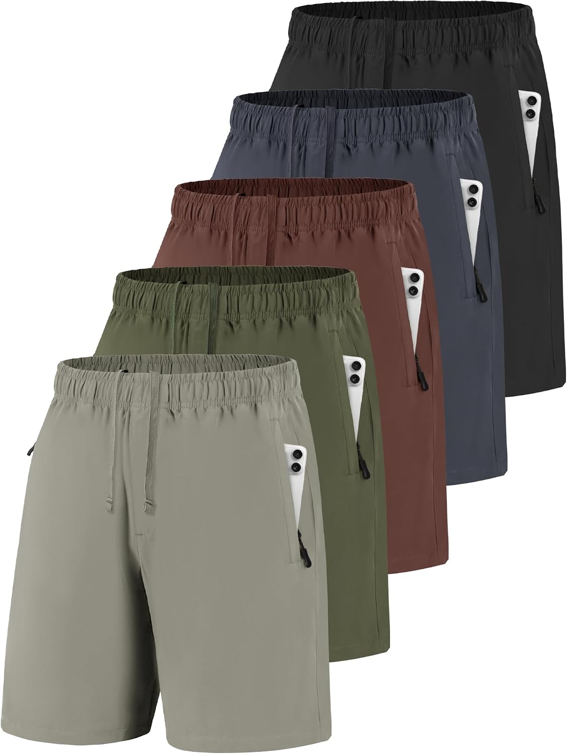 Detalle de JOVCOVL korte sportshorts voor heren, licht en sneldrogend met ritszakken