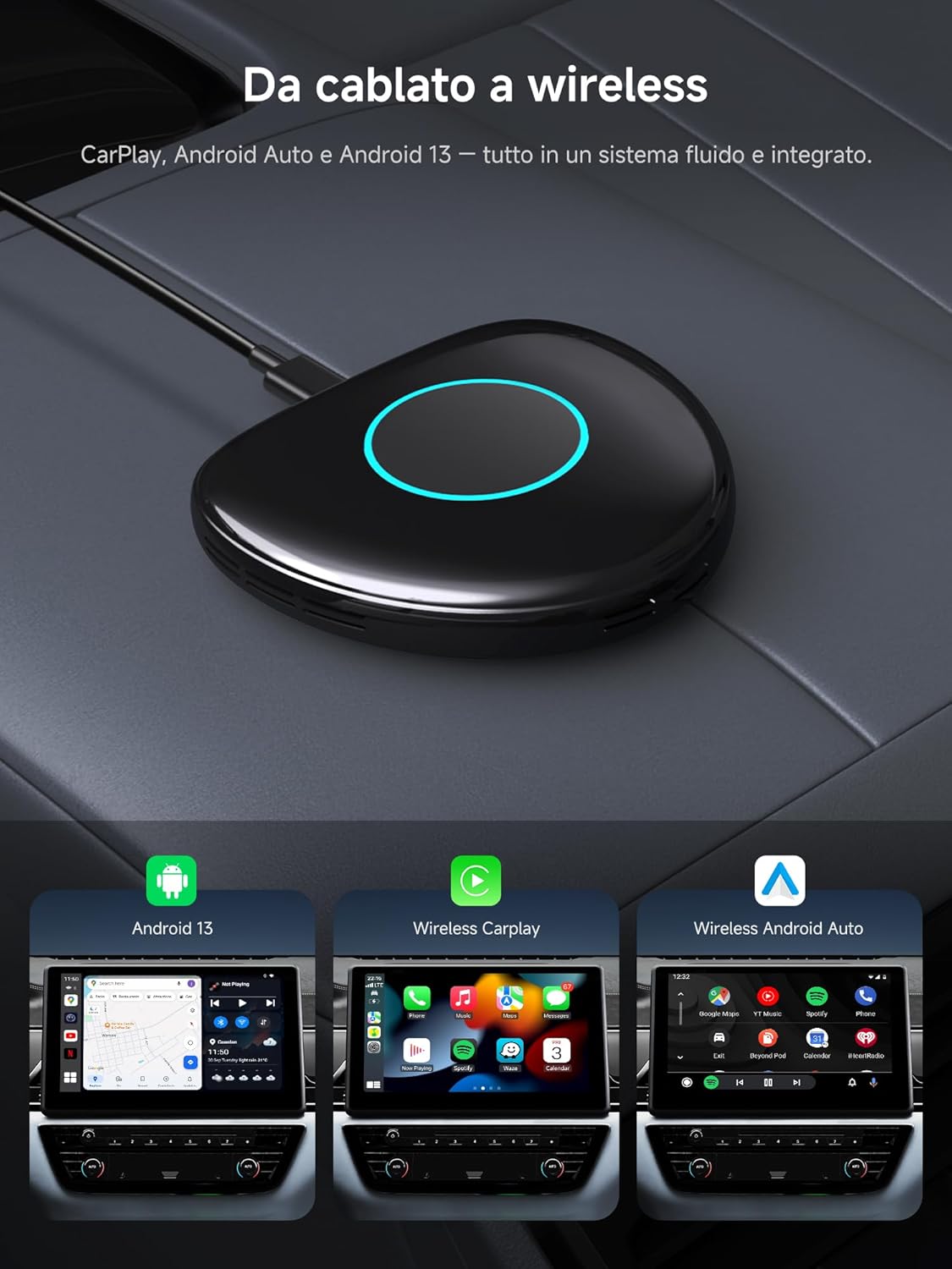 Thumbnail 1 de ATOTODIRECT AI Box CarPlay Wireless: Adattatore all-in-one per CarPlay/Android Auto con 4G, AI e GPS