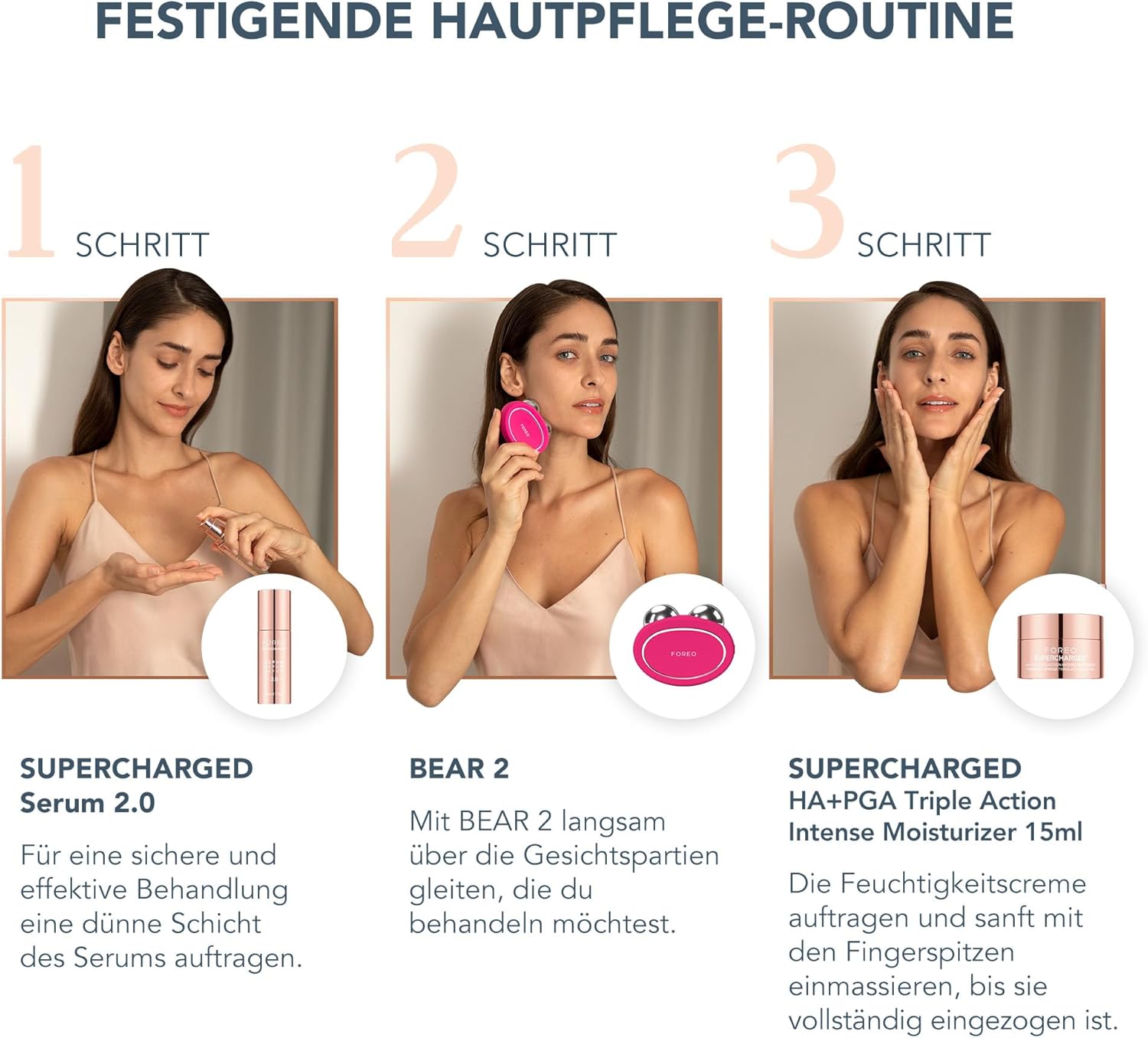 Thumbnail 1 de FOREO Total Facelift Set mit BEAR 2 Mikrostromgerät, SUPERCHARGED Serum 2.0 (30 ml) & HA+PGA Intensivpflege (50 ml) – Anti-Aging