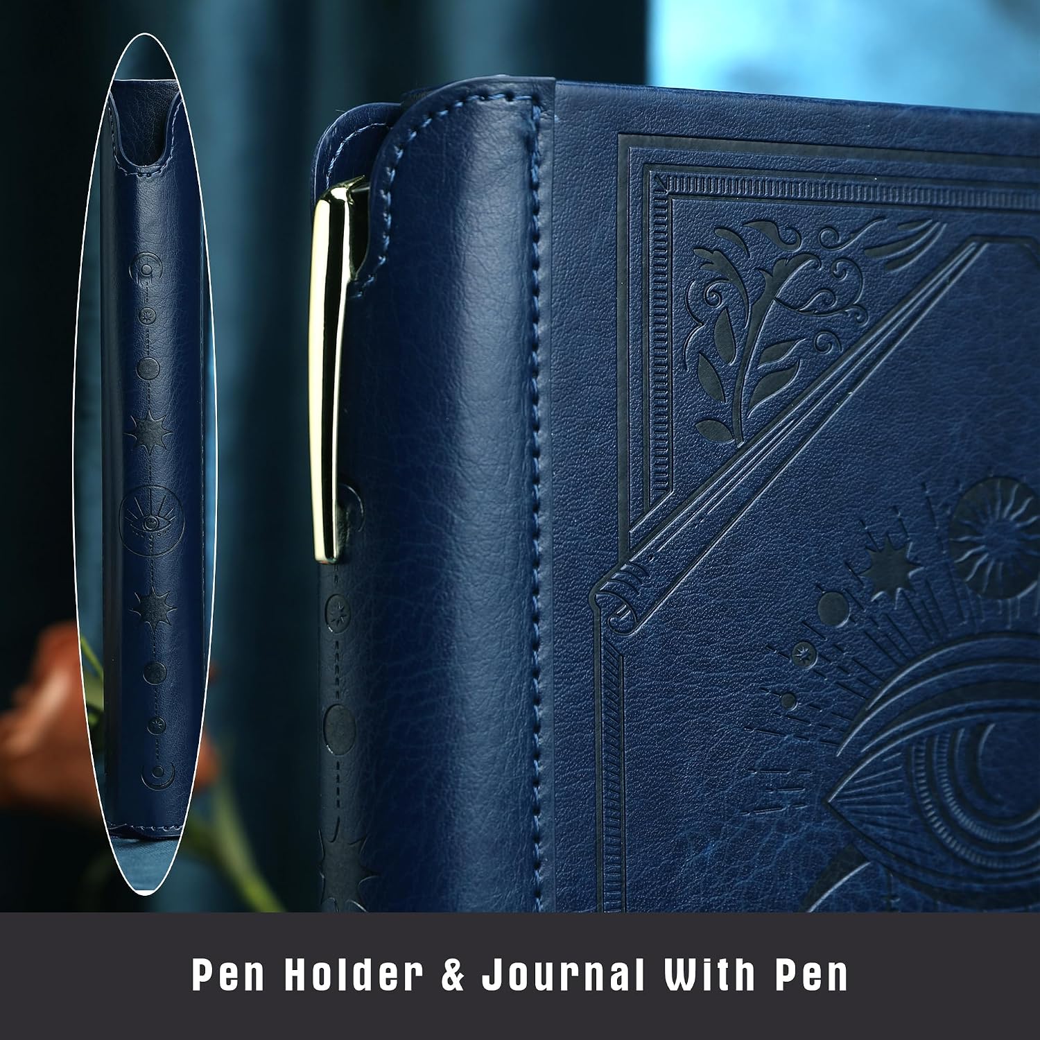 Thumbnail 2 de TIEFOSSI Lined Journal Notebook aus Kunstleder mit Evil-Eye-Cover, A5 inkl. Stift