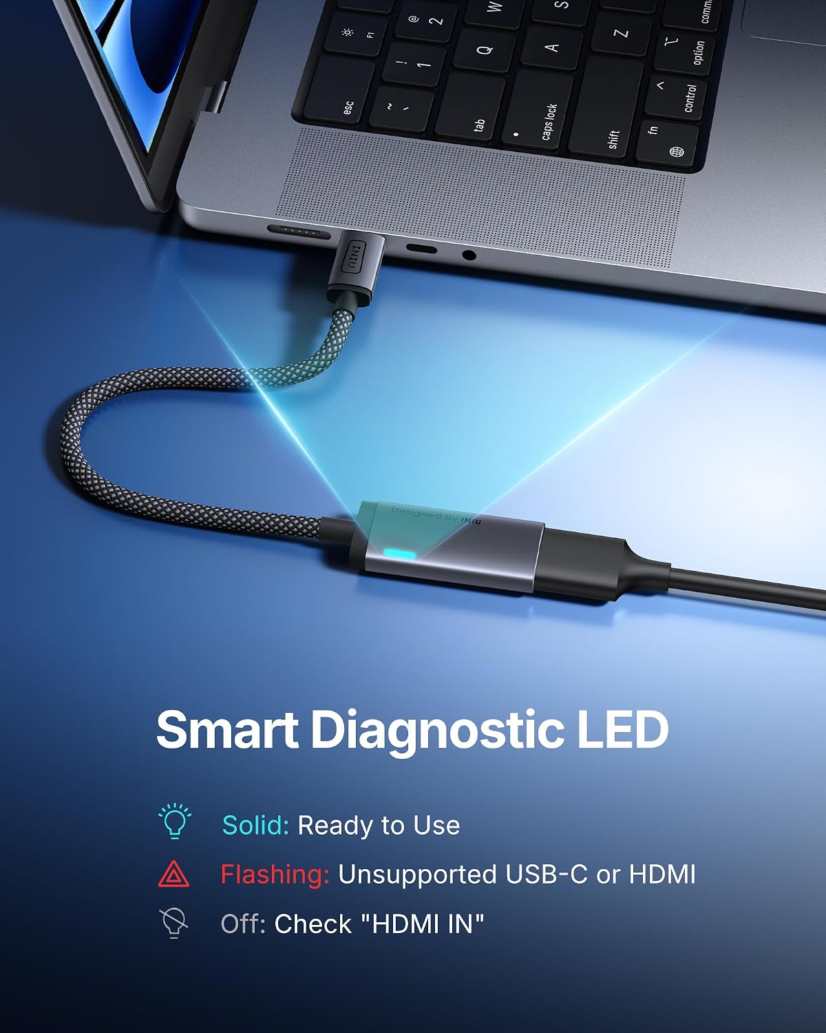 Thumbnail 1 de INIU USB-C to HDMI Adapter with Smart Diagnostic LED — 4K@60Hz, HDMI Certified