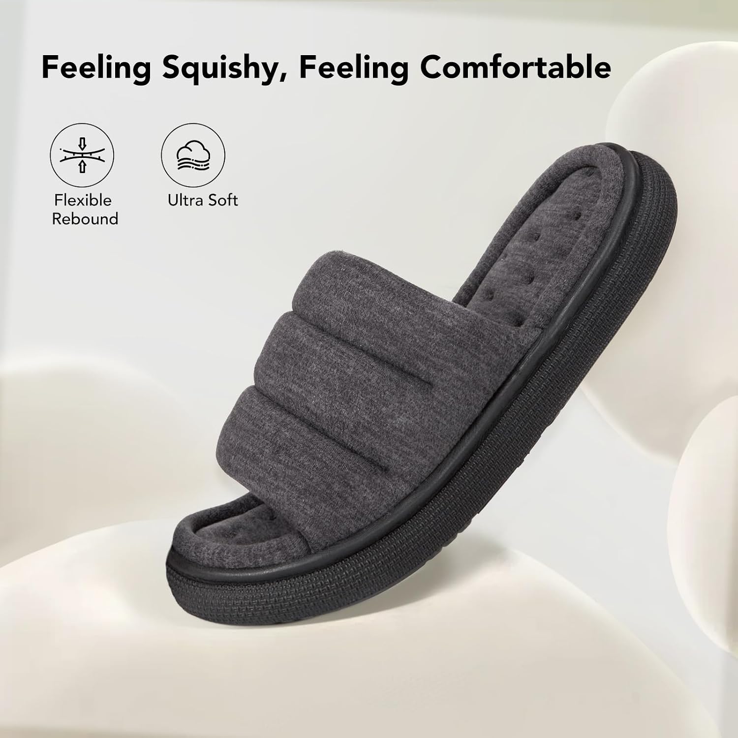 Detalle de VeraCosy Men’s Open-Toe Slide Slippers with Memory Foam