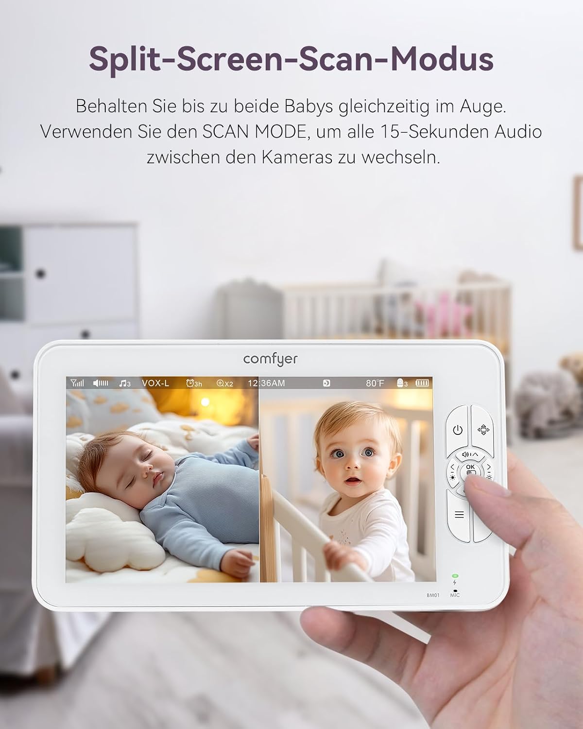 Thumbnail 2 de Comfyer Babyphone mit 2 Kameras und 7 Zoll