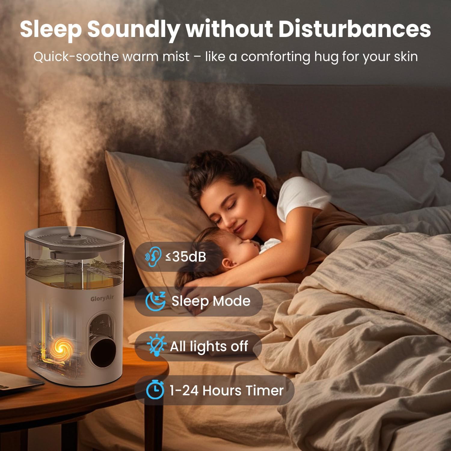 Detalle de GloryAir 6L Quiet Humidifier with Smart Humidity Control 💧