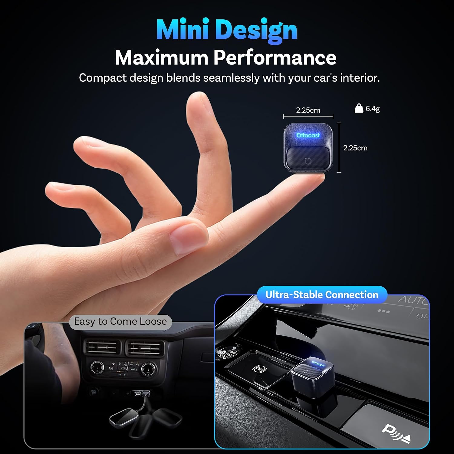 Thumbnail 6 de OTTOCAST Mini Core 2-in-1 Wireless CarPlay & Android Auto Adapter Mini Cube