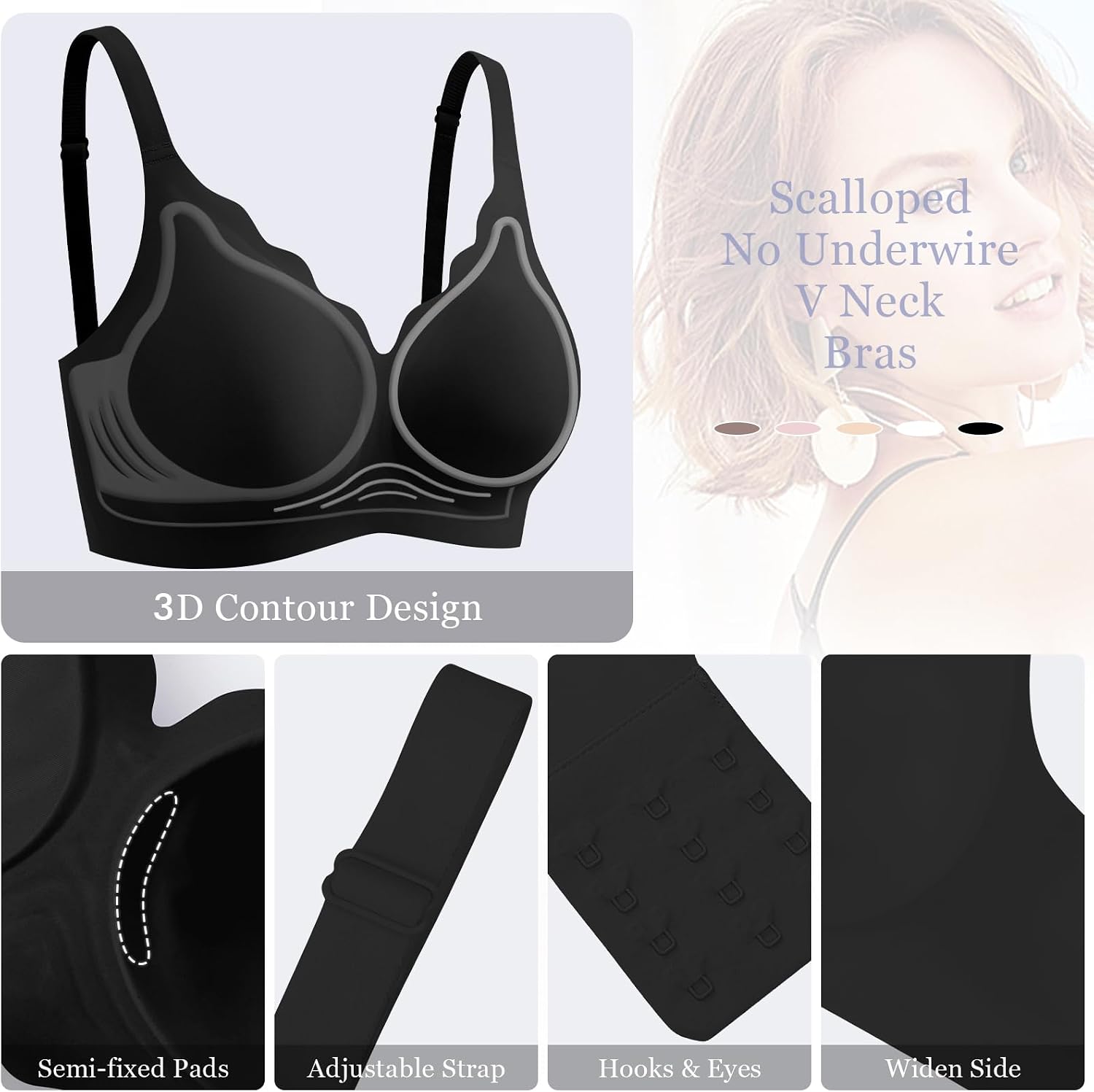 Detalle de Ganado WNBR003 Wireless Jelly Bra, Seamless Padded Full-Coverage