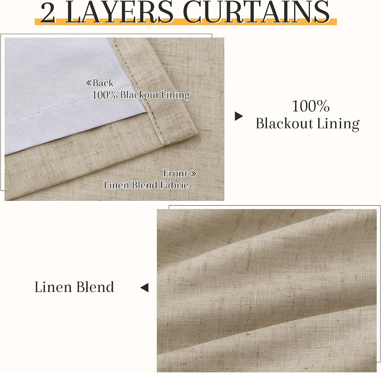 Detalle 2 de Nanspring Blackout Curtains, 108 Inch