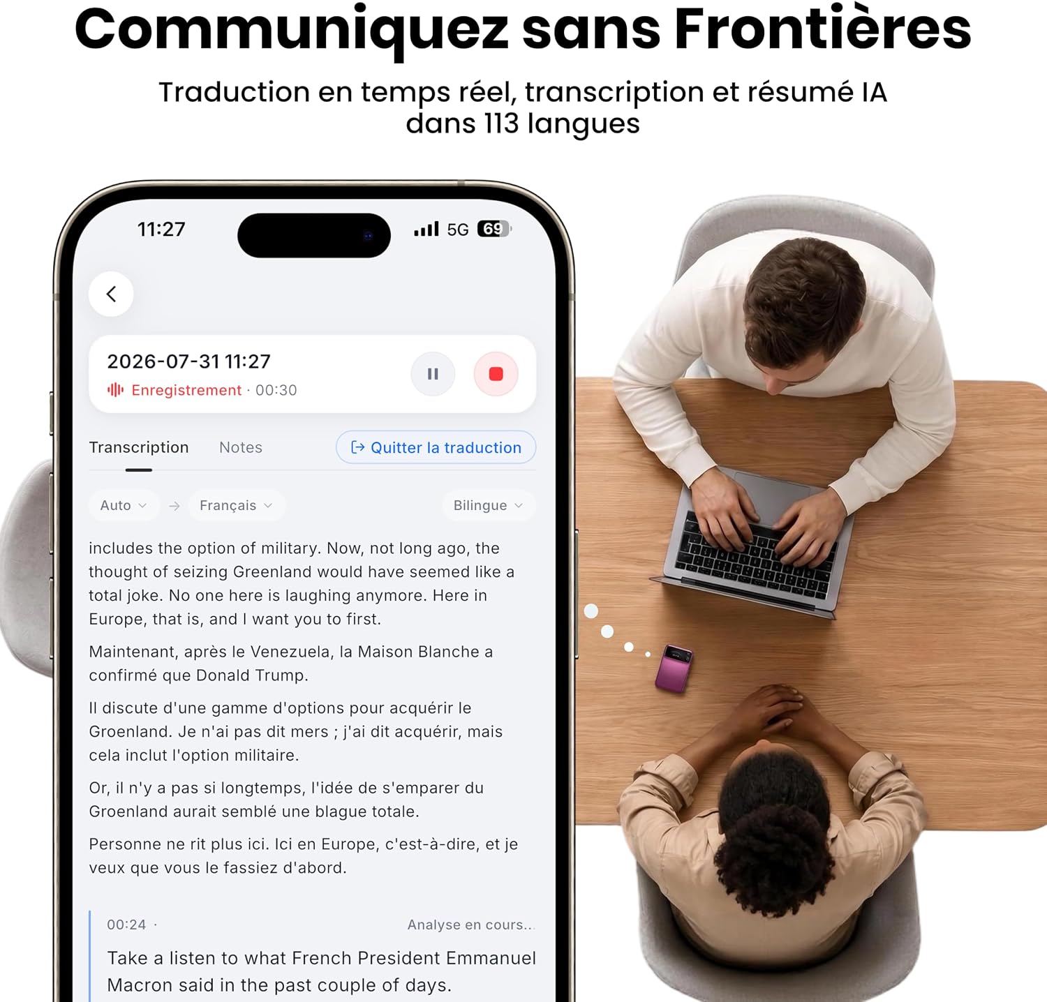 Detalle 2 de Comu Action Pro TN20-CA-BL AI-spraakrecorder met 16 GB en 360°-opname
