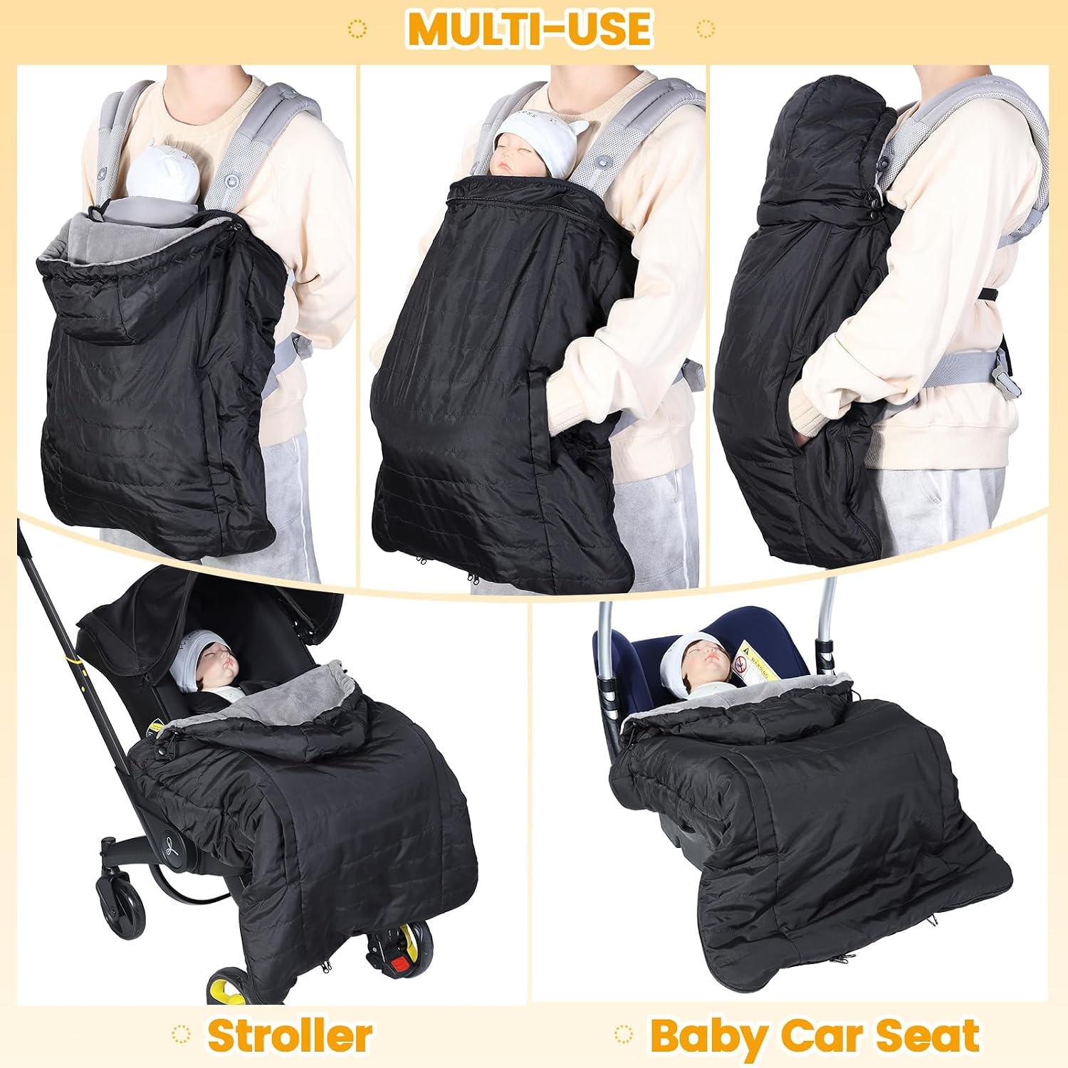 Detalle de Orzbow Baby Carrier Rain Cover with fleece liner