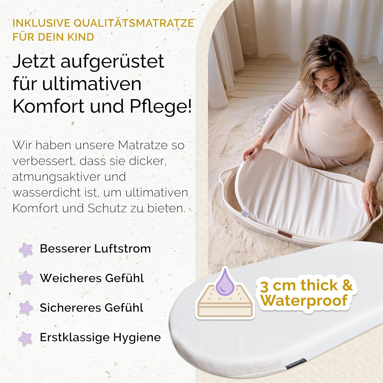 Thumbnail 3 de Yunioo Wickelkorb Baby mit Reise-Wickelauflage – weiche, wasserabweisende Hülle