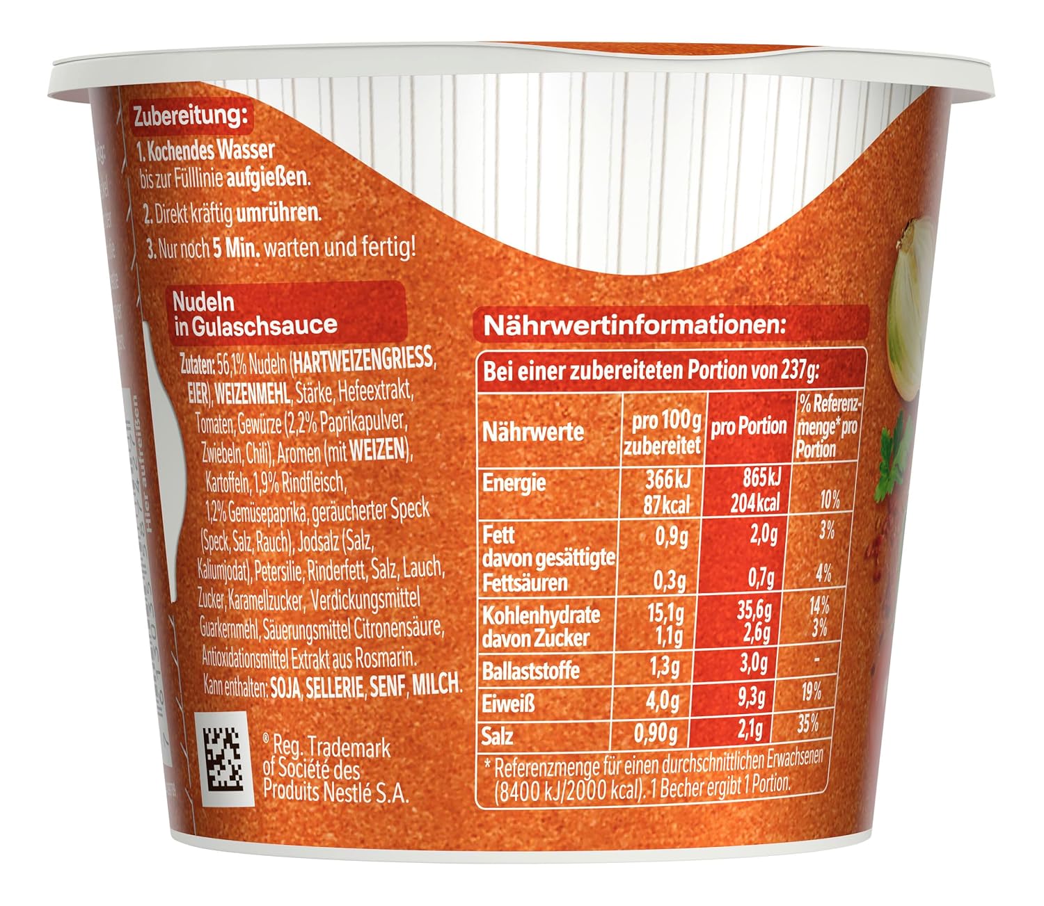 Detalle 2 de MAGGI 5 Minuten Terrine Gulasch Topf ungarischer Art – 8 x 57 g