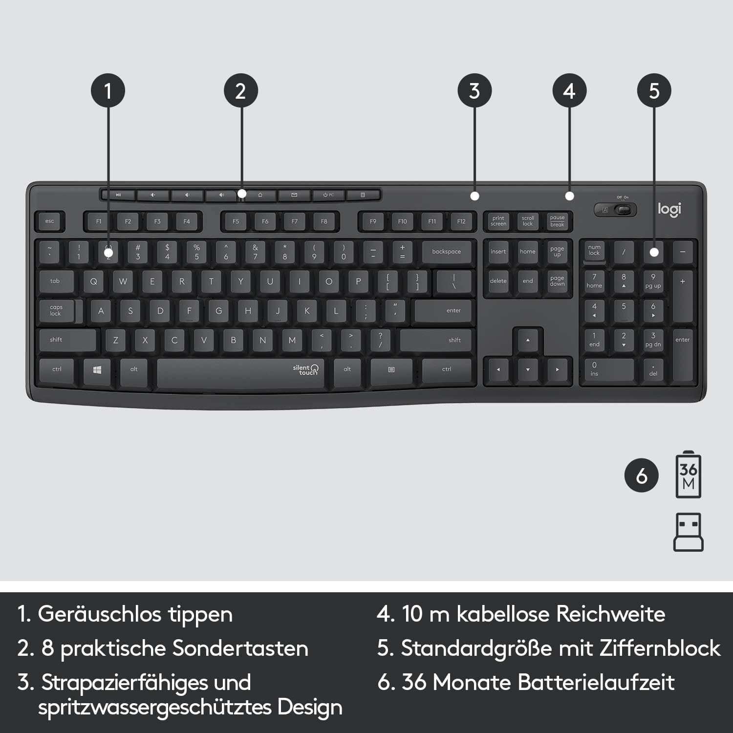 Detalle 2 de Logitech MK295 Silencioso Inalámbrico COMBO DEU QWERTZ