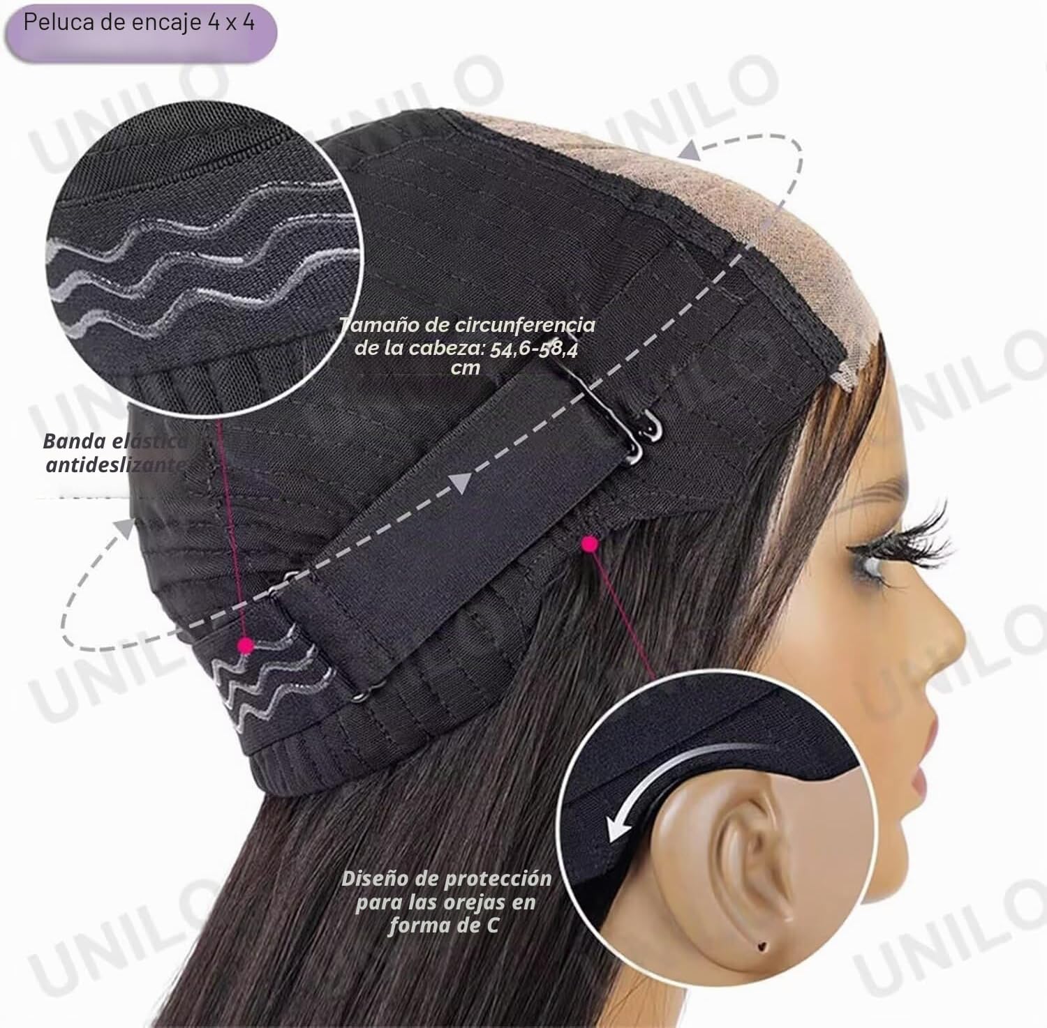 Thumbnail 2 de UNILO 18 inch peluca pelo natural 150% 🎀