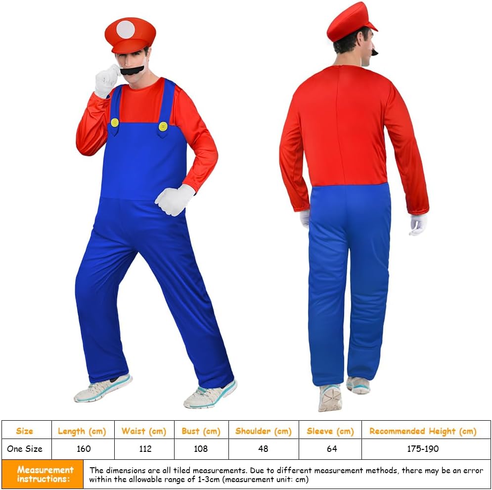 Thumbnail 1 de BSBUY Cosplay Kostüm 4 Pcs – Super-Brothers Set für Erwachsene (Wario-Style)