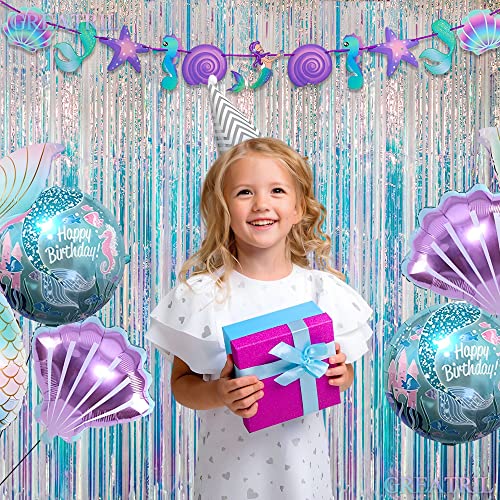 Detalle de GREATRIL Iridescent Party Streamers Backdrop, 2-Pack (3.2ft x 6.5ft) – Transparent Holographic Fringe Curtain
